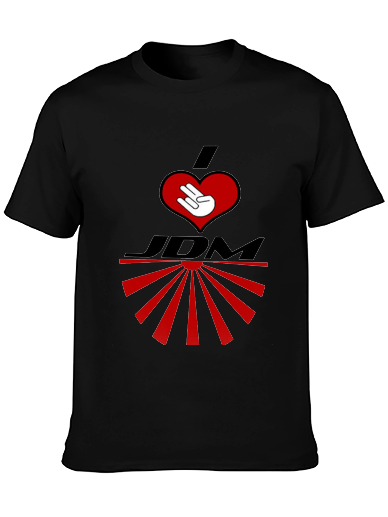 I Heart JDM Rising Sun Graphic T-Shirt - Black