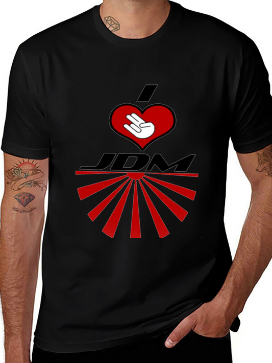 I Heart JDM Rising Sun Graphic T-Shirt - Black