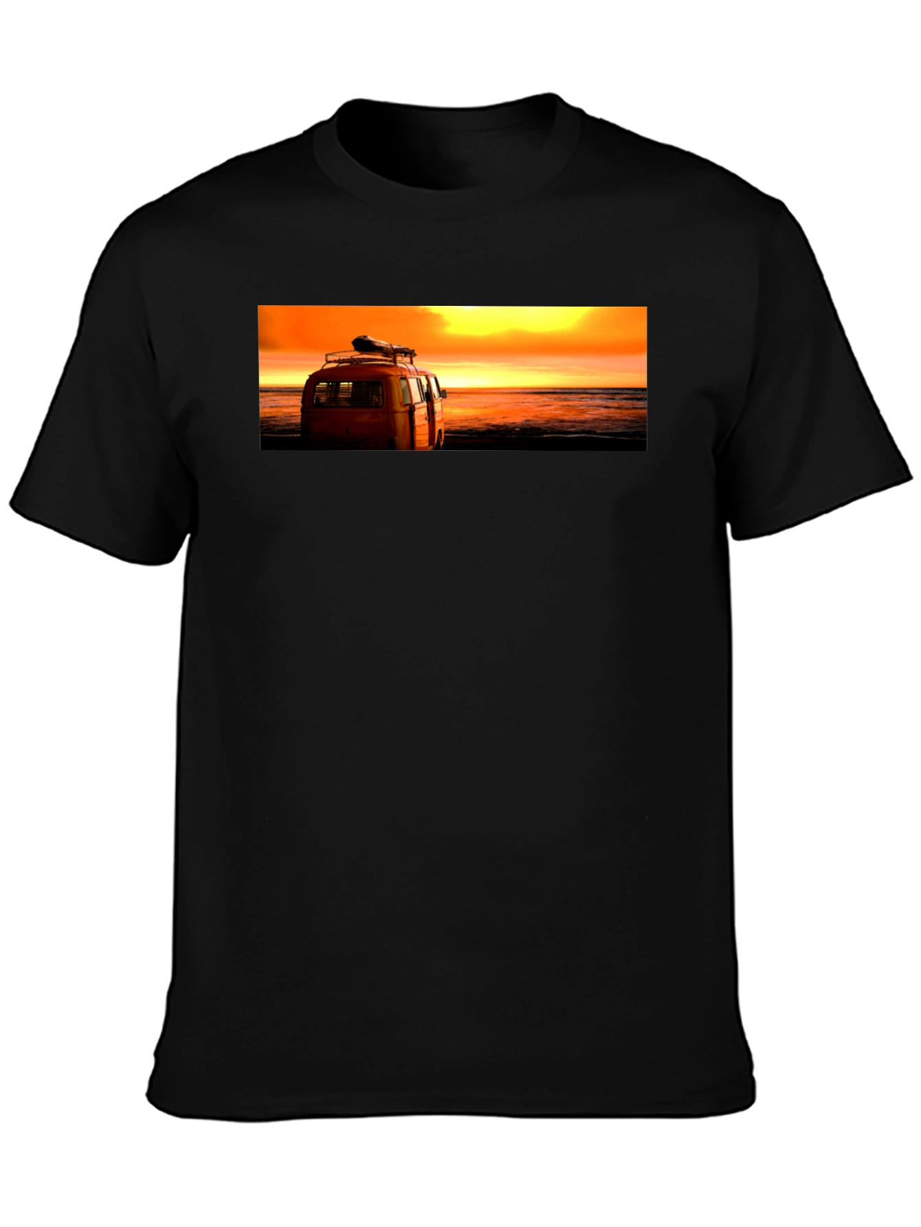 Sunset Beach Van Graphic Tee - Retro Style