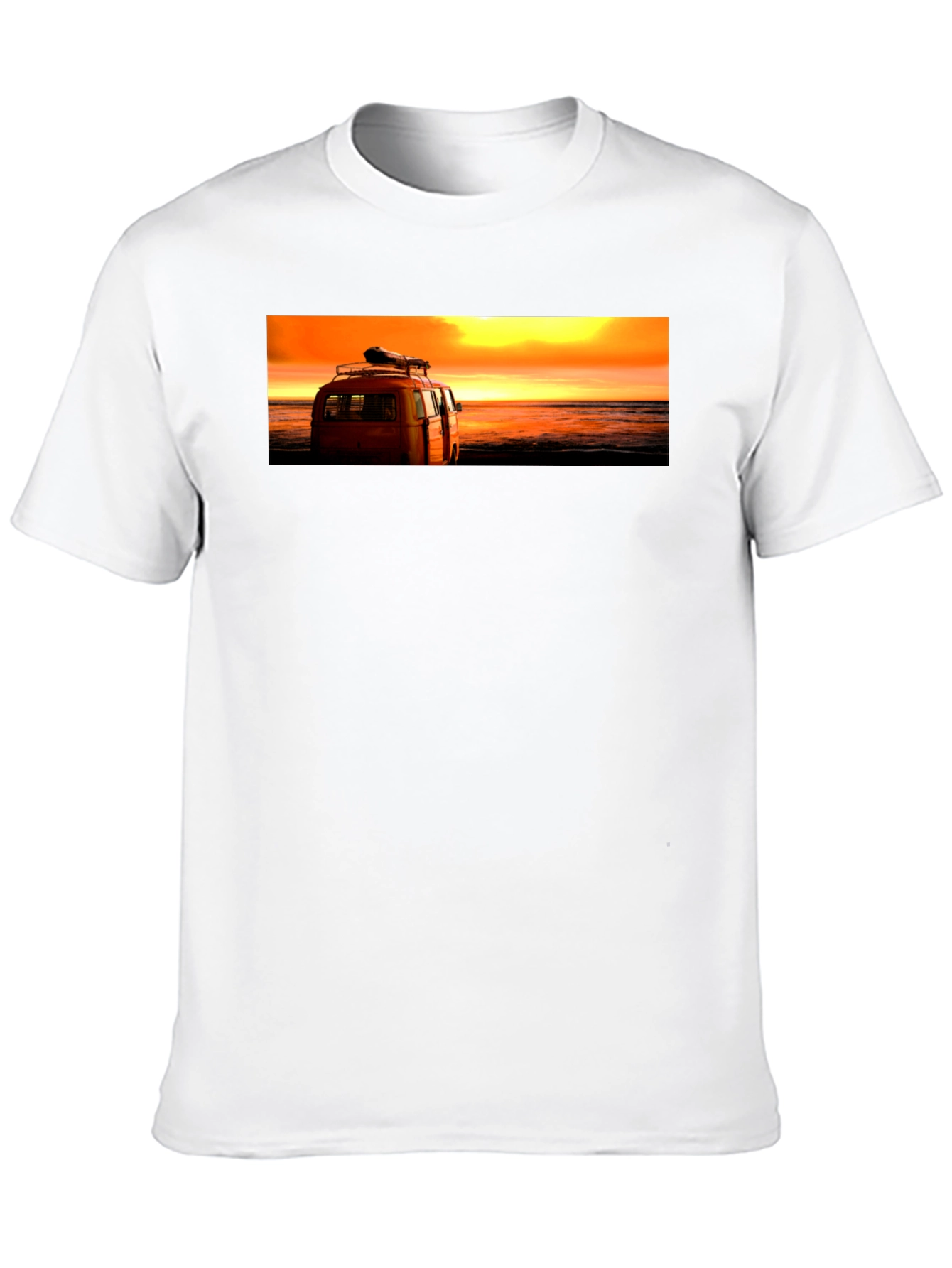 Sunset Beach Van Graphic Tee - Retro Style