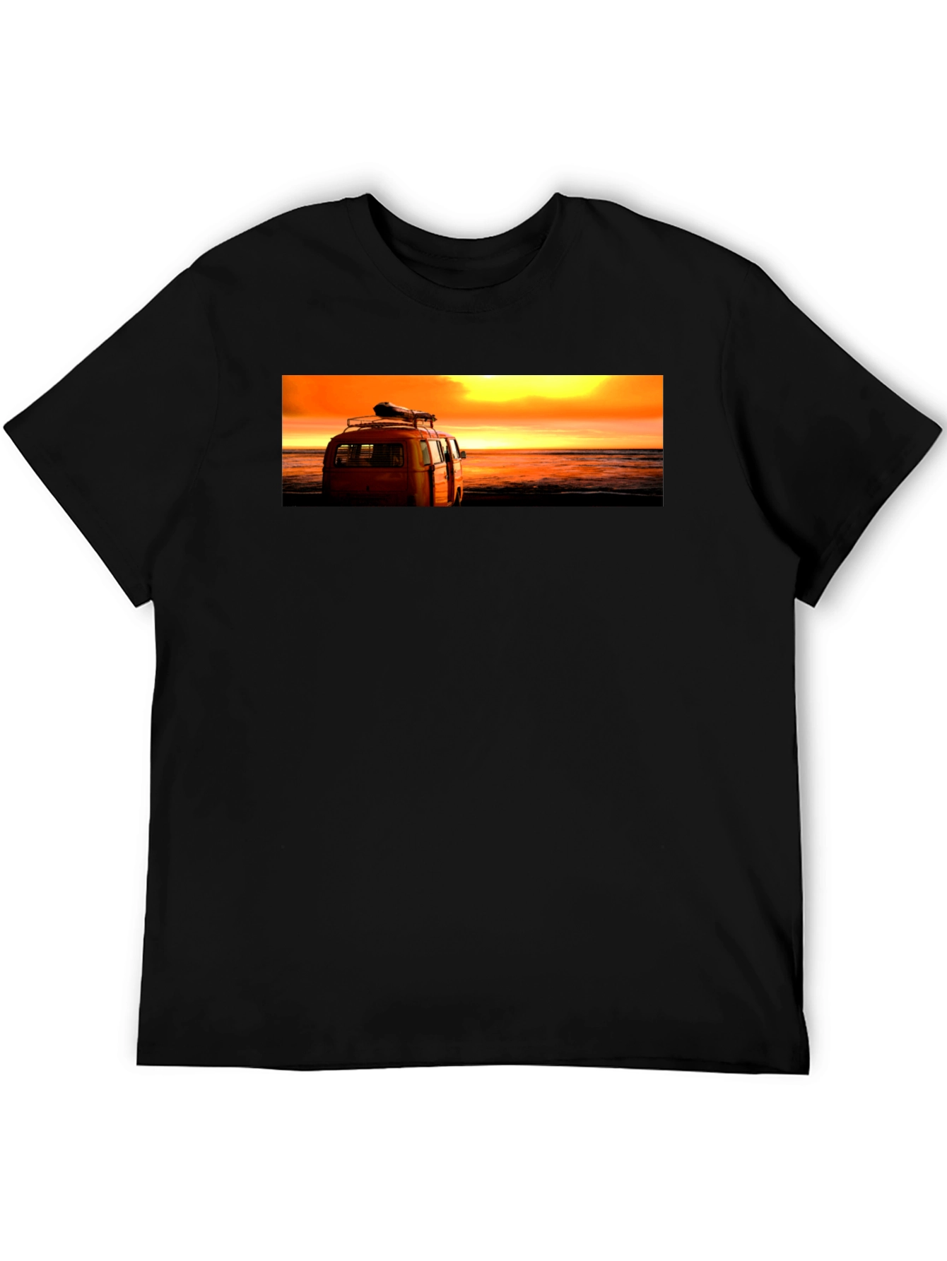 Sunset Beach Van Graphic Tee - Retro Style