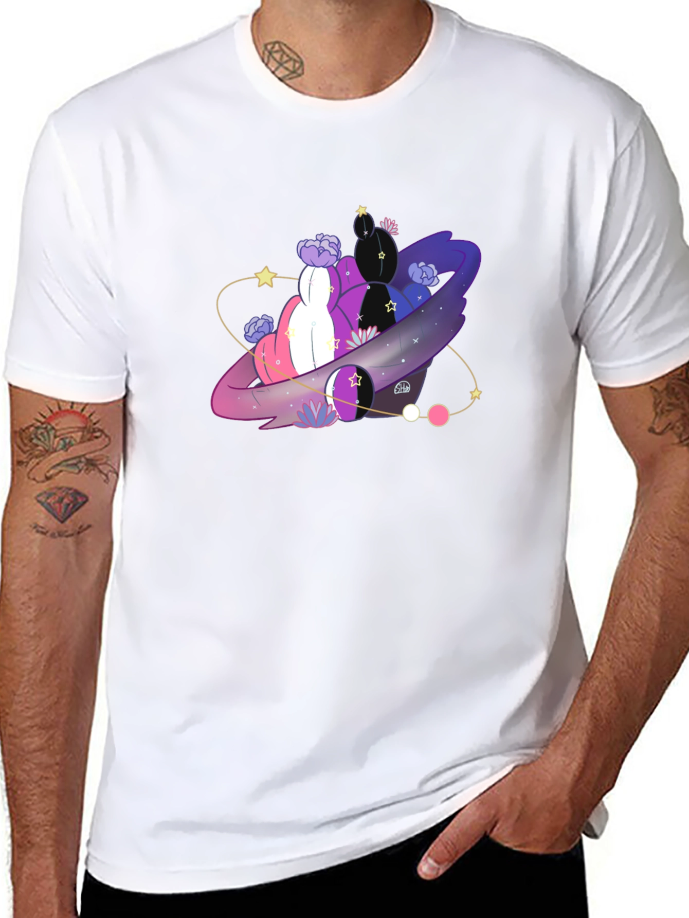 Galaxy Cactus T-Shirt - Black Cotton Tee