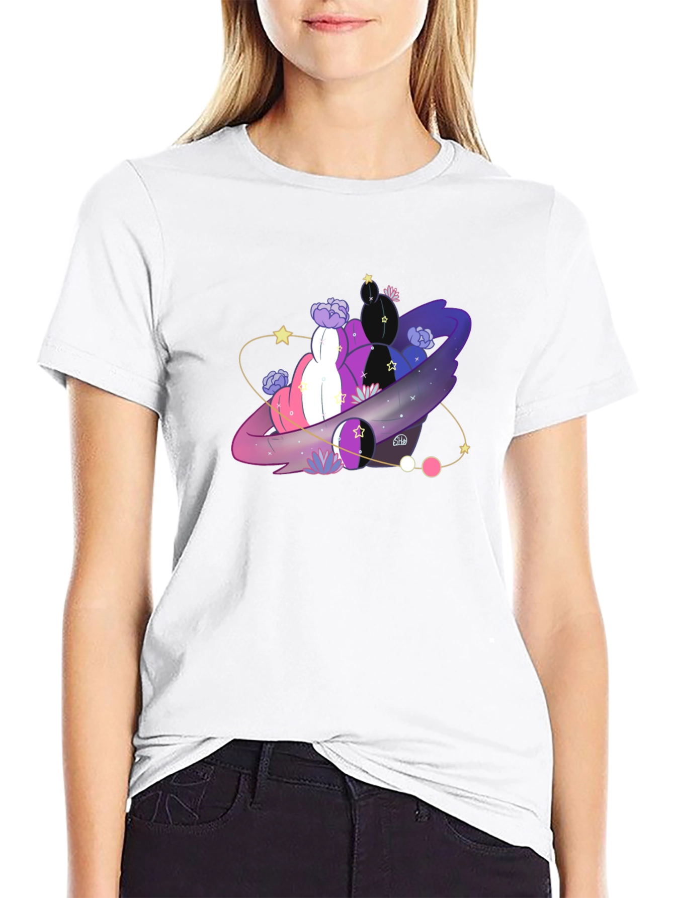 Galaxy Cactus T-Shirt - Black Cotton Tee