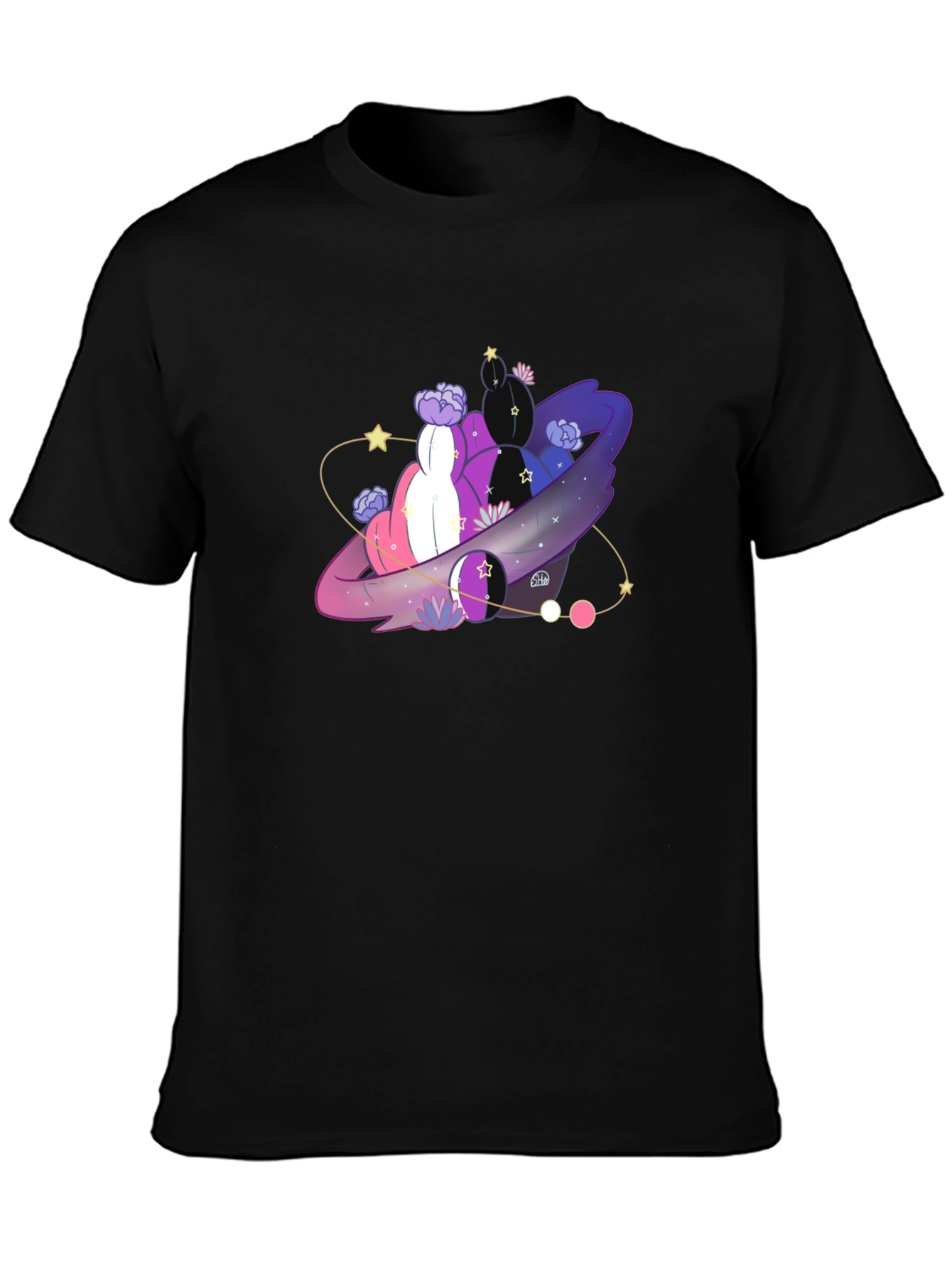 Galaxy Cactus T-Shirt - Black Cotton Tee