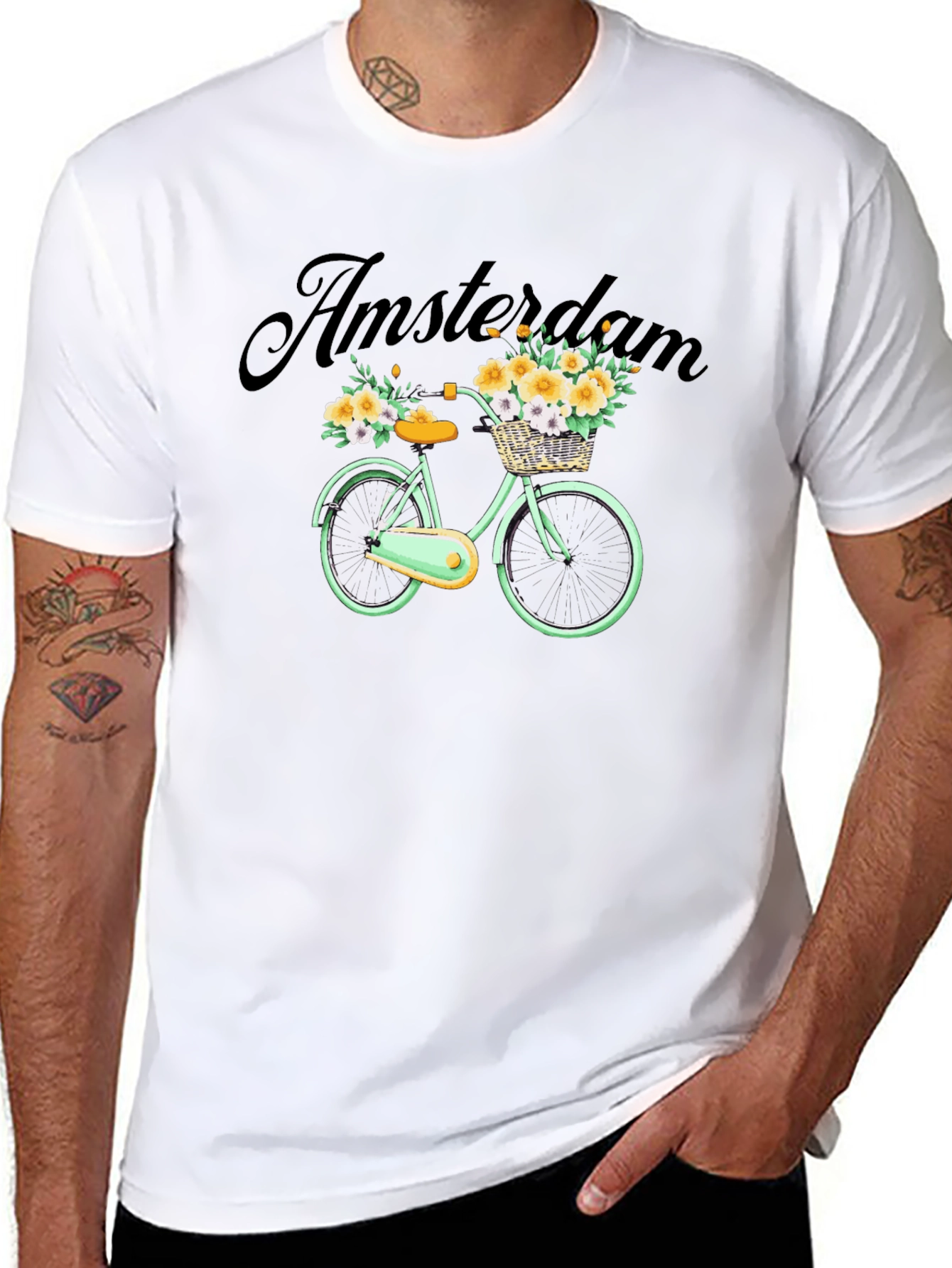 Amsterdam Bicycle Graphic Tee - Trendy Mens Black T-Shirt