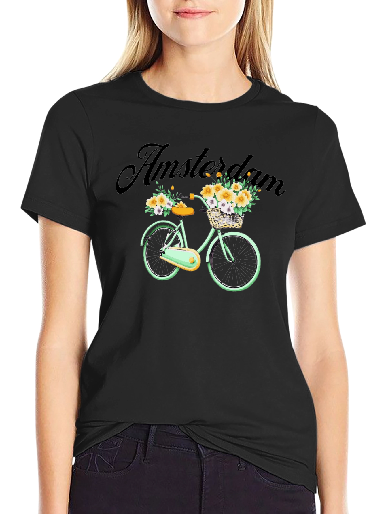 Amsterdam Bicycle Graphic Tee - Trendy Mens Black T-Shirt