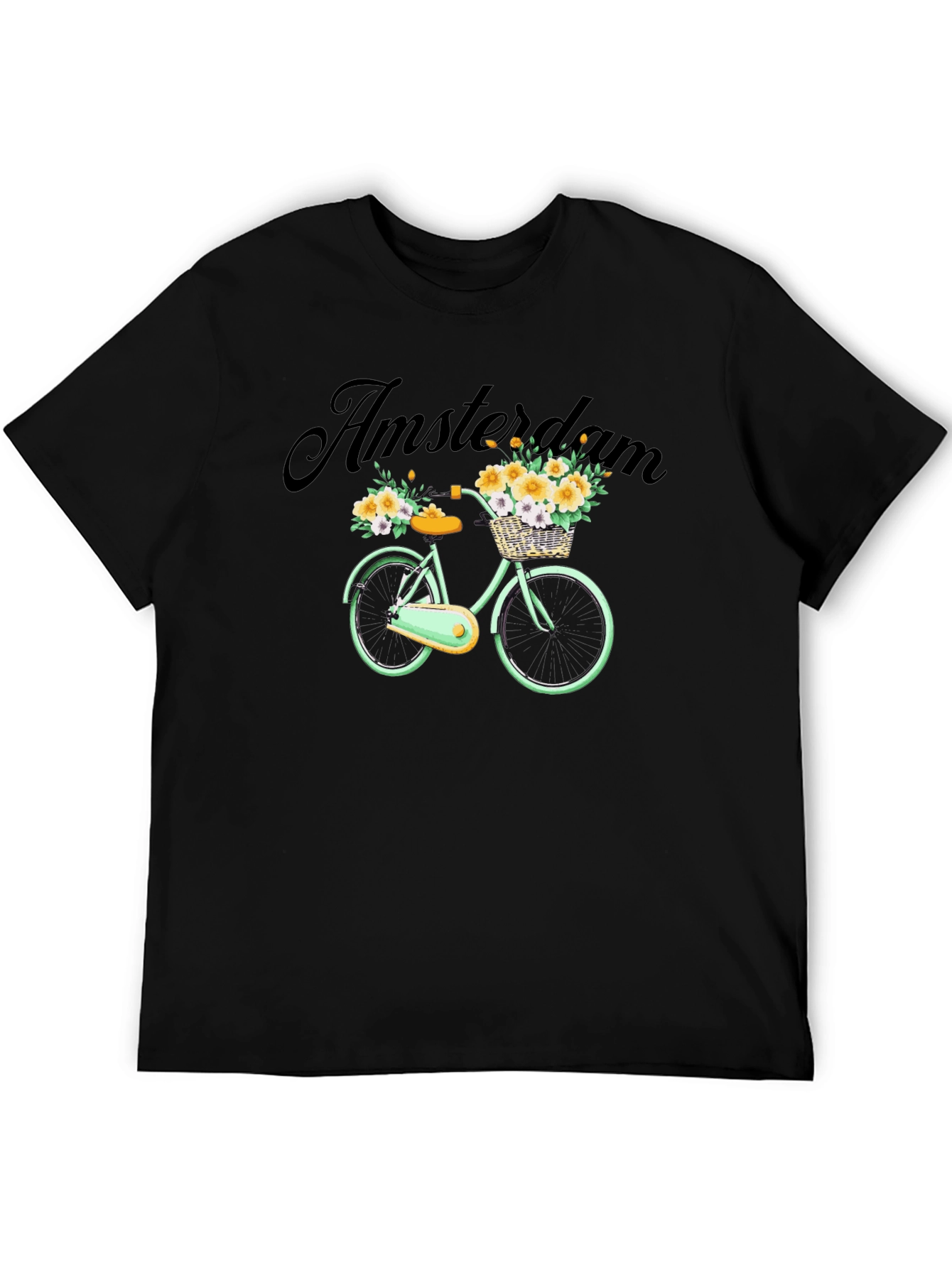 Amsterdam Bicycle Graphic Tee - Trendy Mens Black T-Shirt