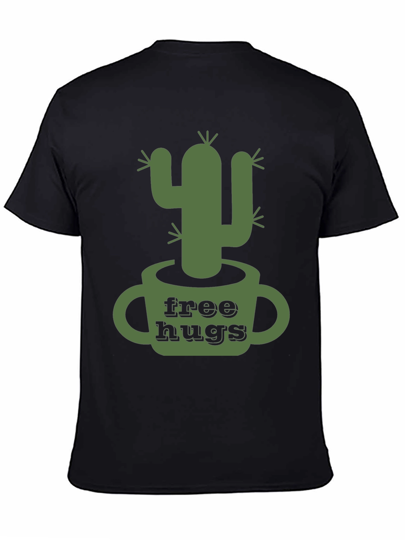 Free Hugs Cactus Graphic Tee - Mens Black T-Shirt