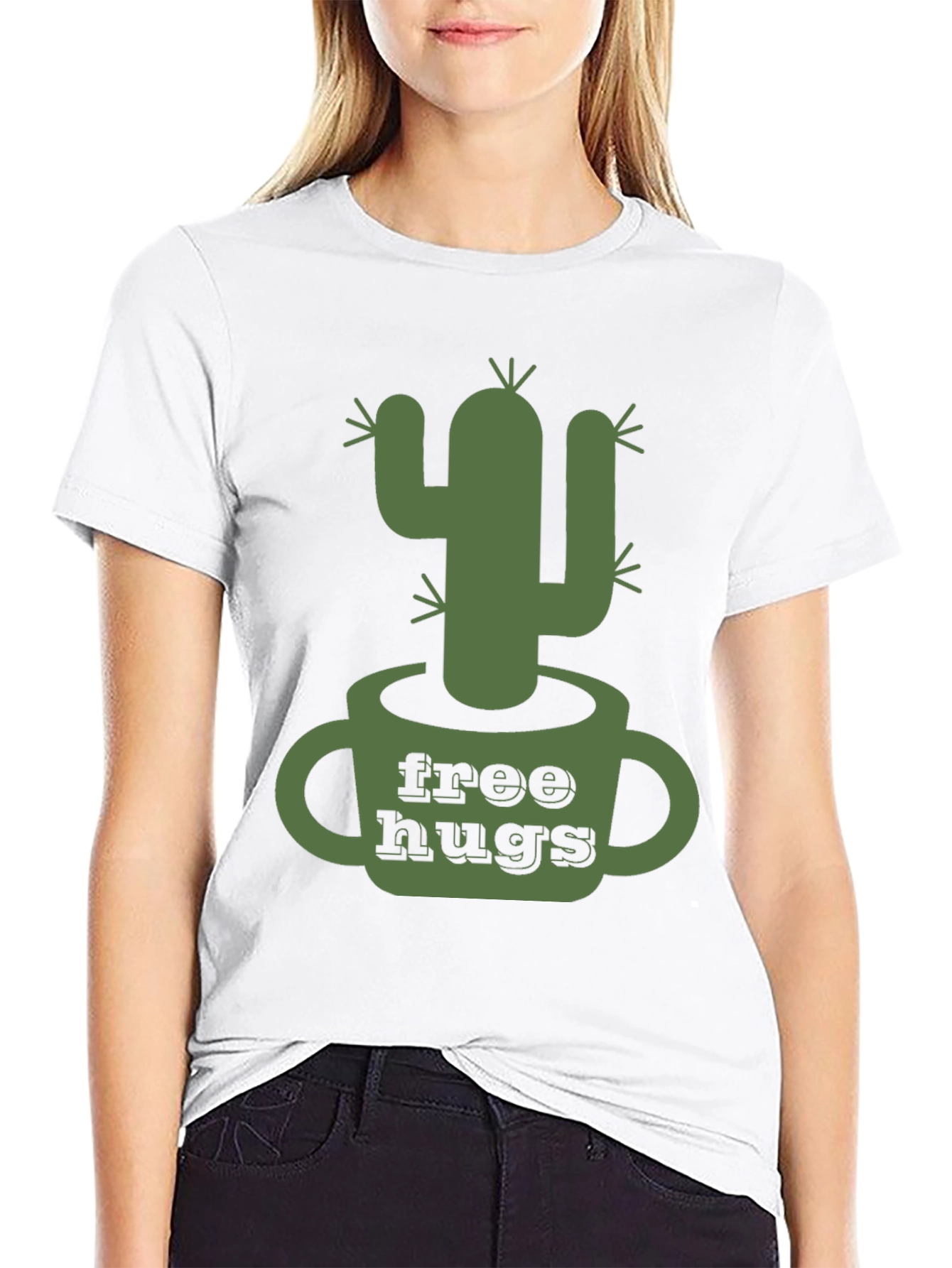 Free Hugs Cactus Graphic Tee - Mens Black T-Shirt