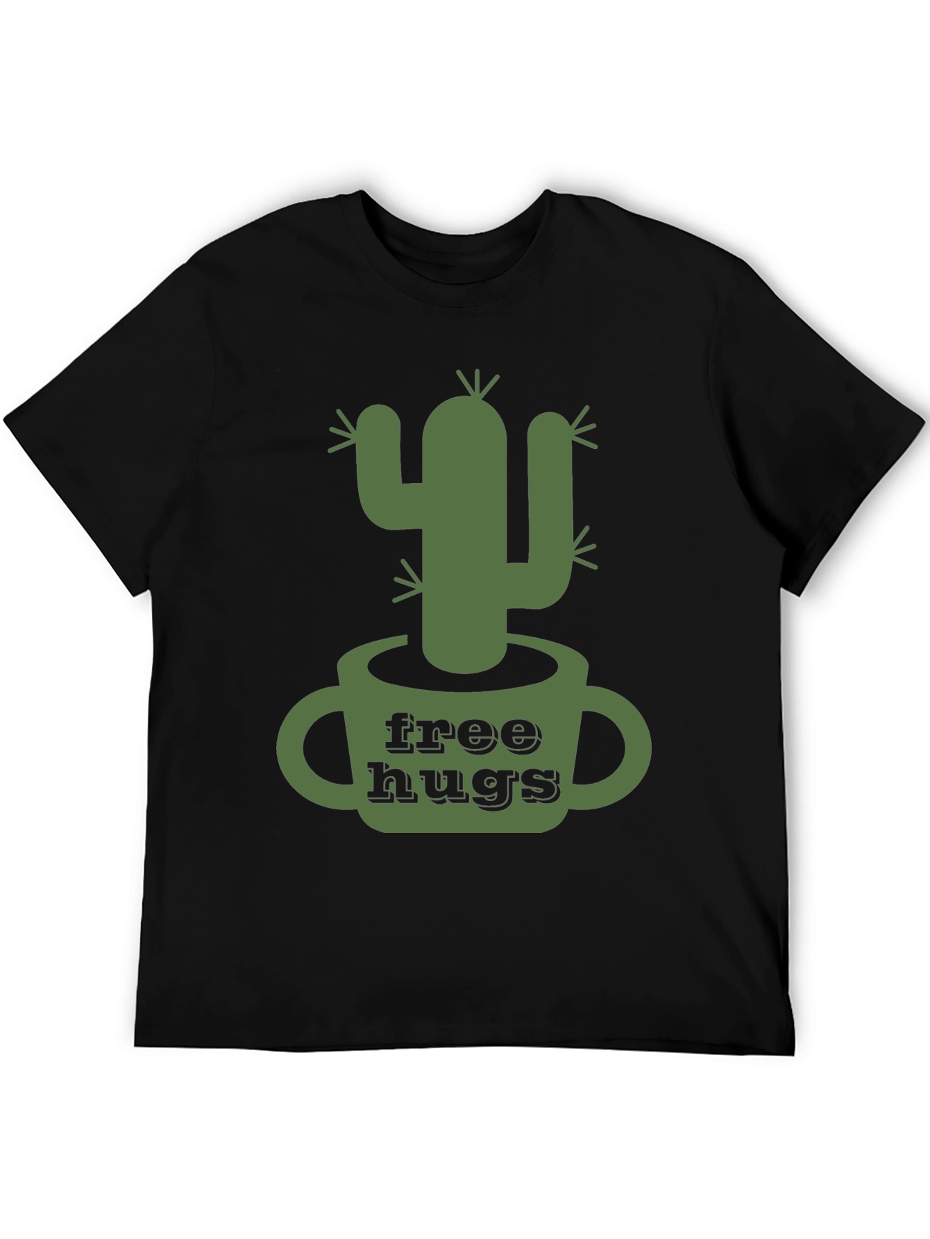 Free Hugs Cactus Graphic Tee - Mens Black T-Shirt