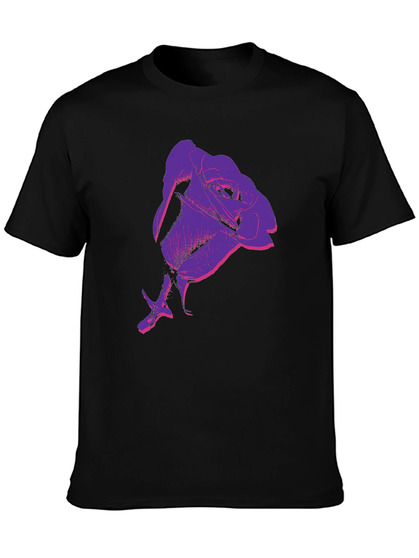 Rose Graphic Print Black T-Shirt