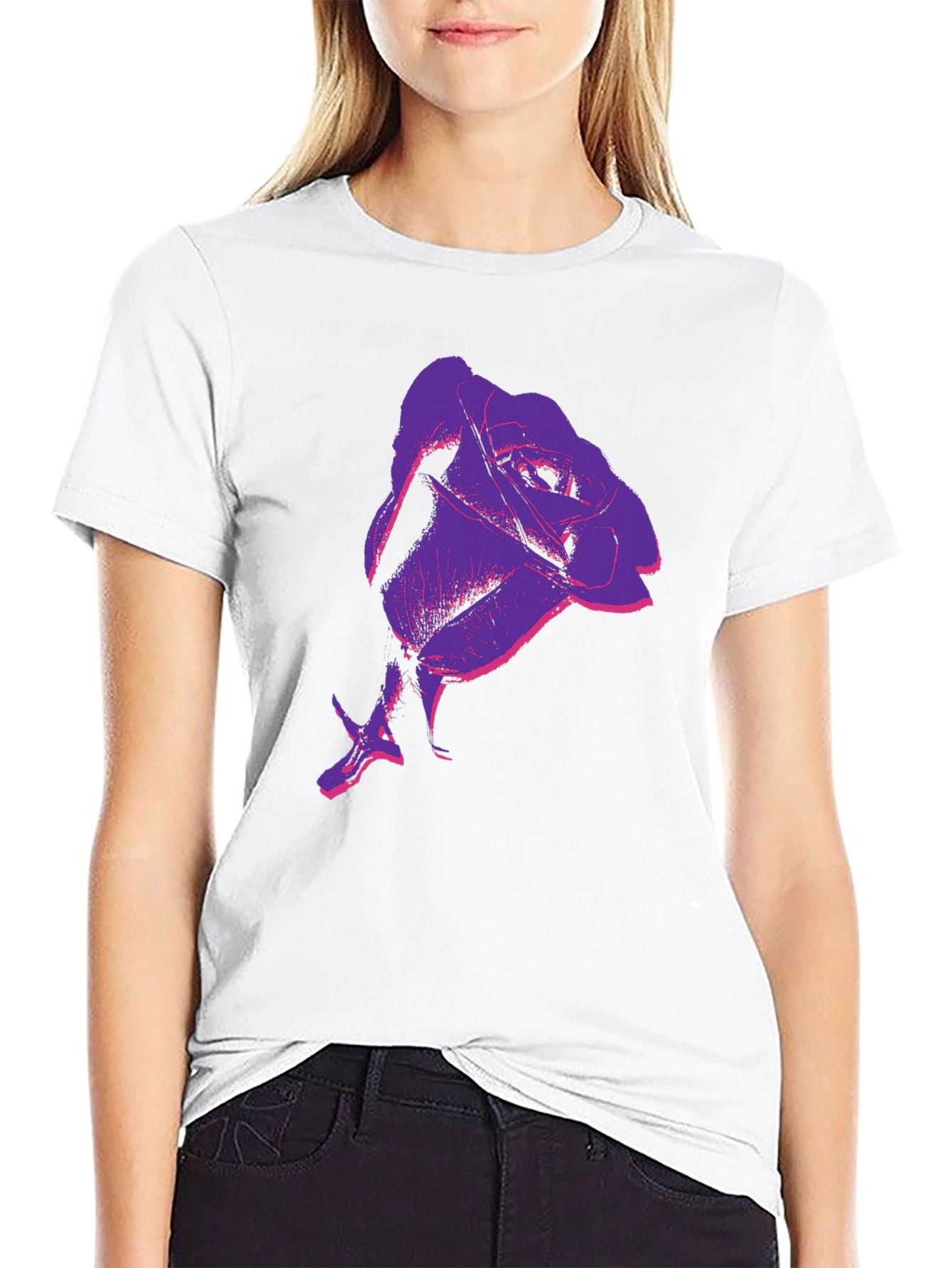 Rose Graphic Print Black T-Shirt
