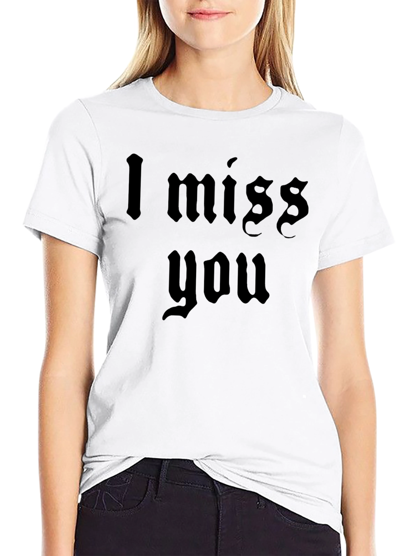 I Miss You Gothic T-Shirt Black Tee