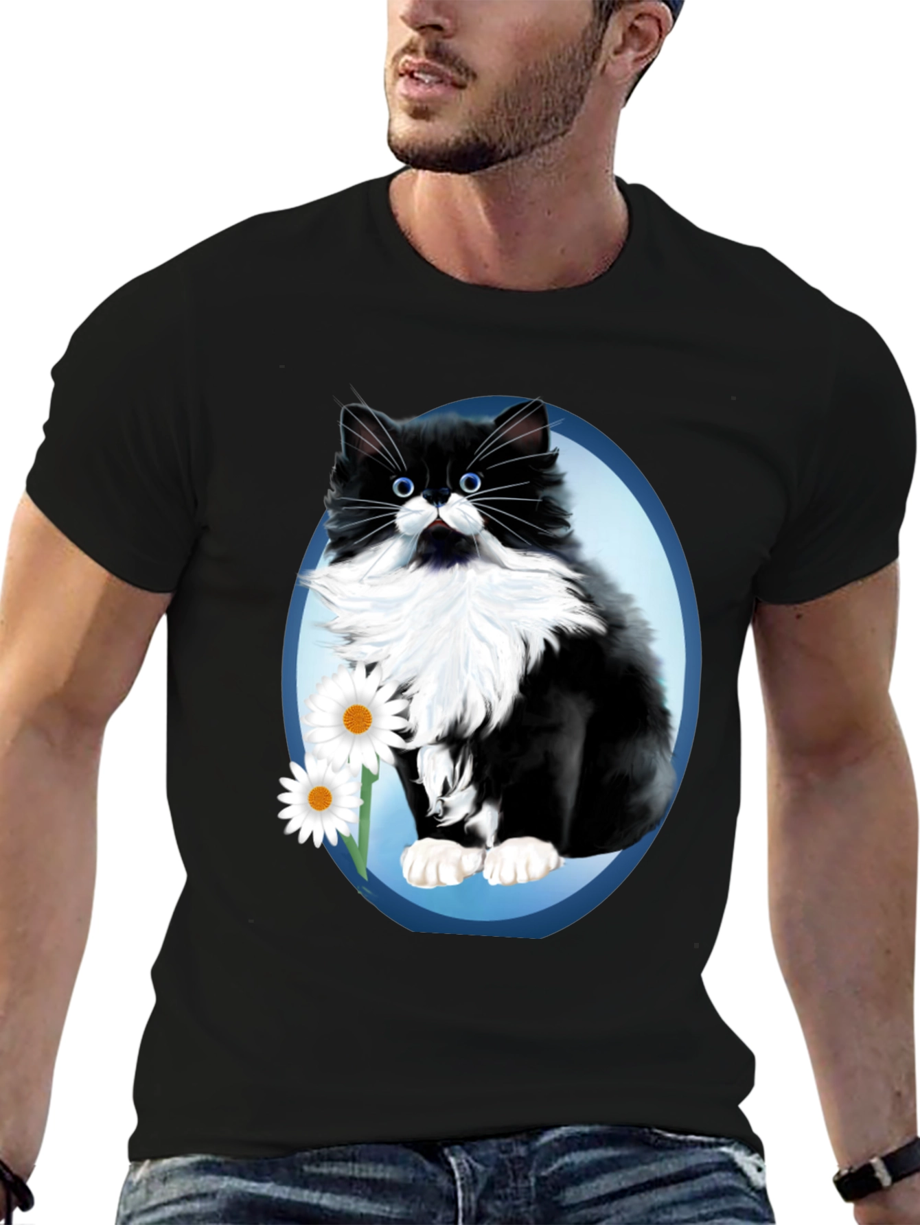Black Cat Daisy T-Shirt