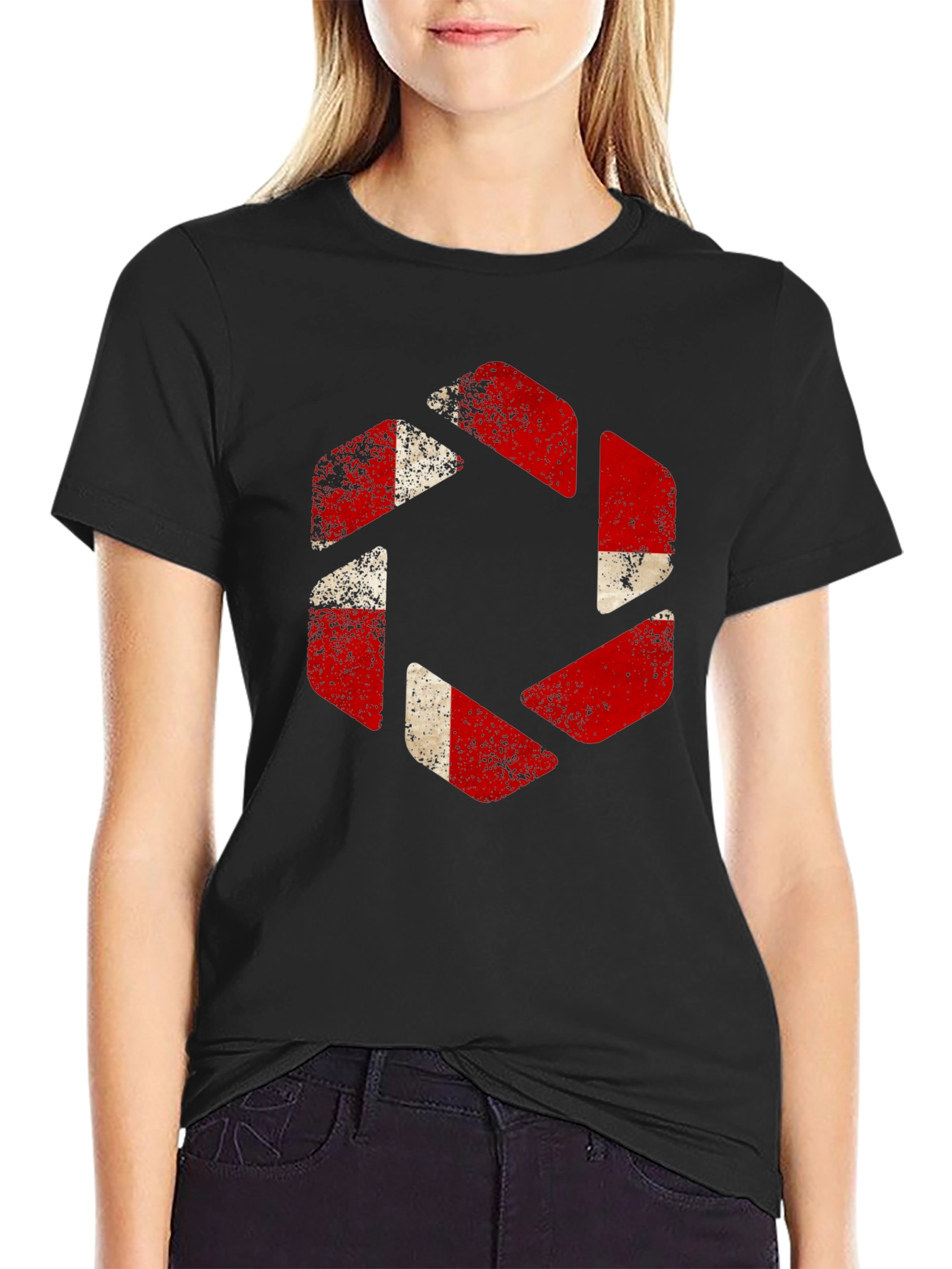 Retro Aperture Science T-Shirt - Black Distressed Logo