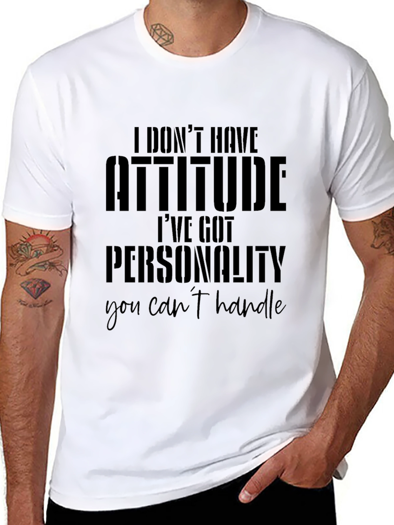 Attitude Personality Graphic Tee - Mens Black T-Shirt