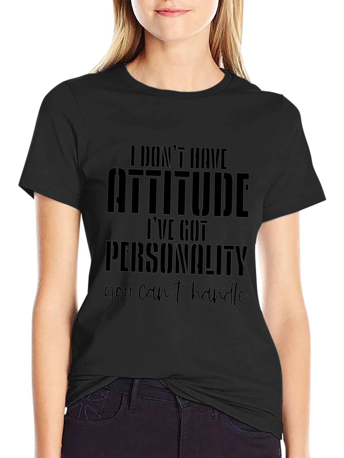 Attitude Personality Graphic Tee - Mens Black T-Shirt