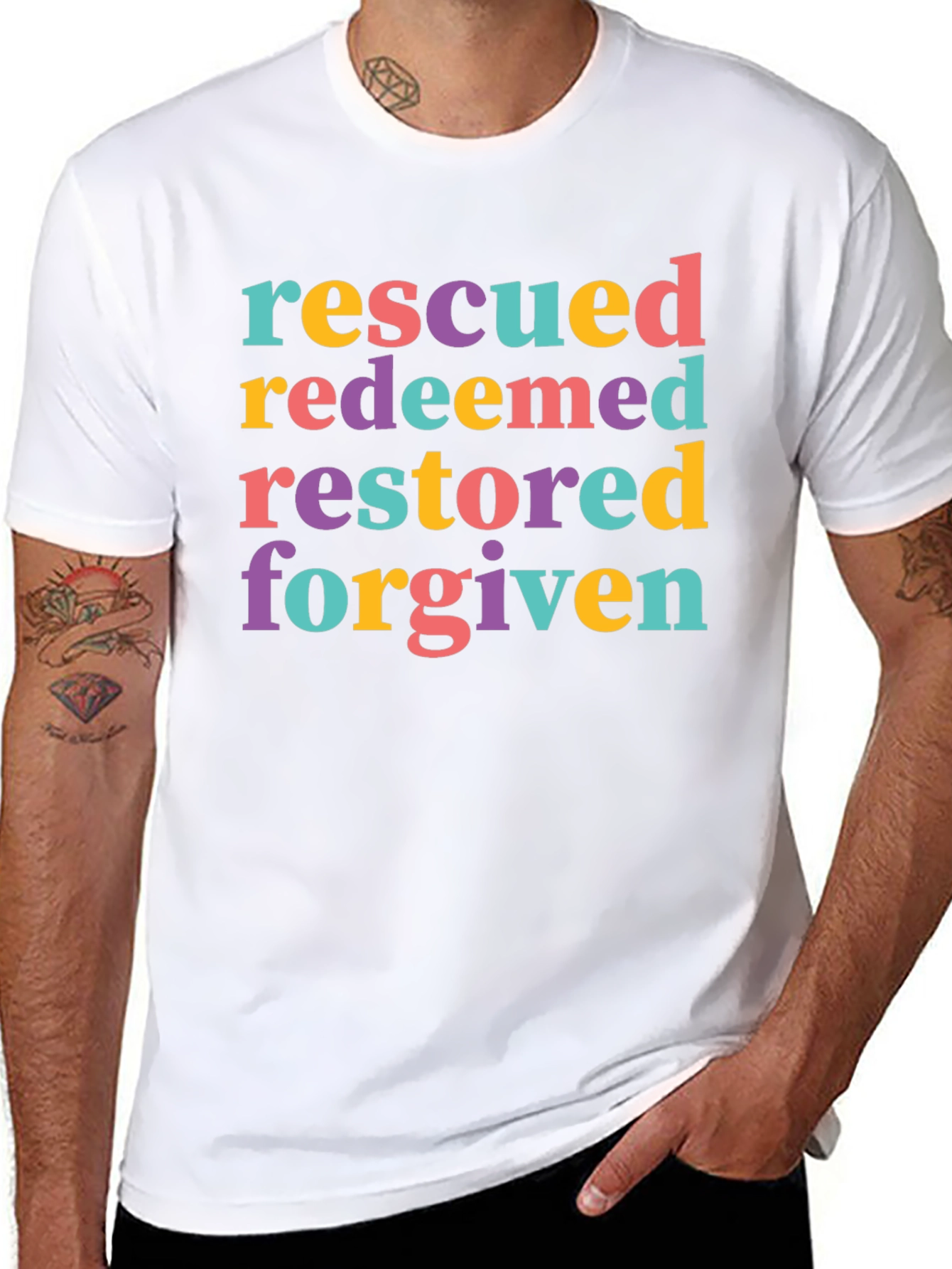 Rescued Redeemed Restored Forgiven T-Shirt