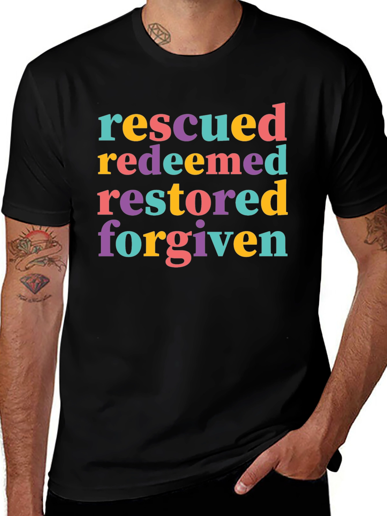 Rescued Redeemed Restored Forgiven T-Shirt