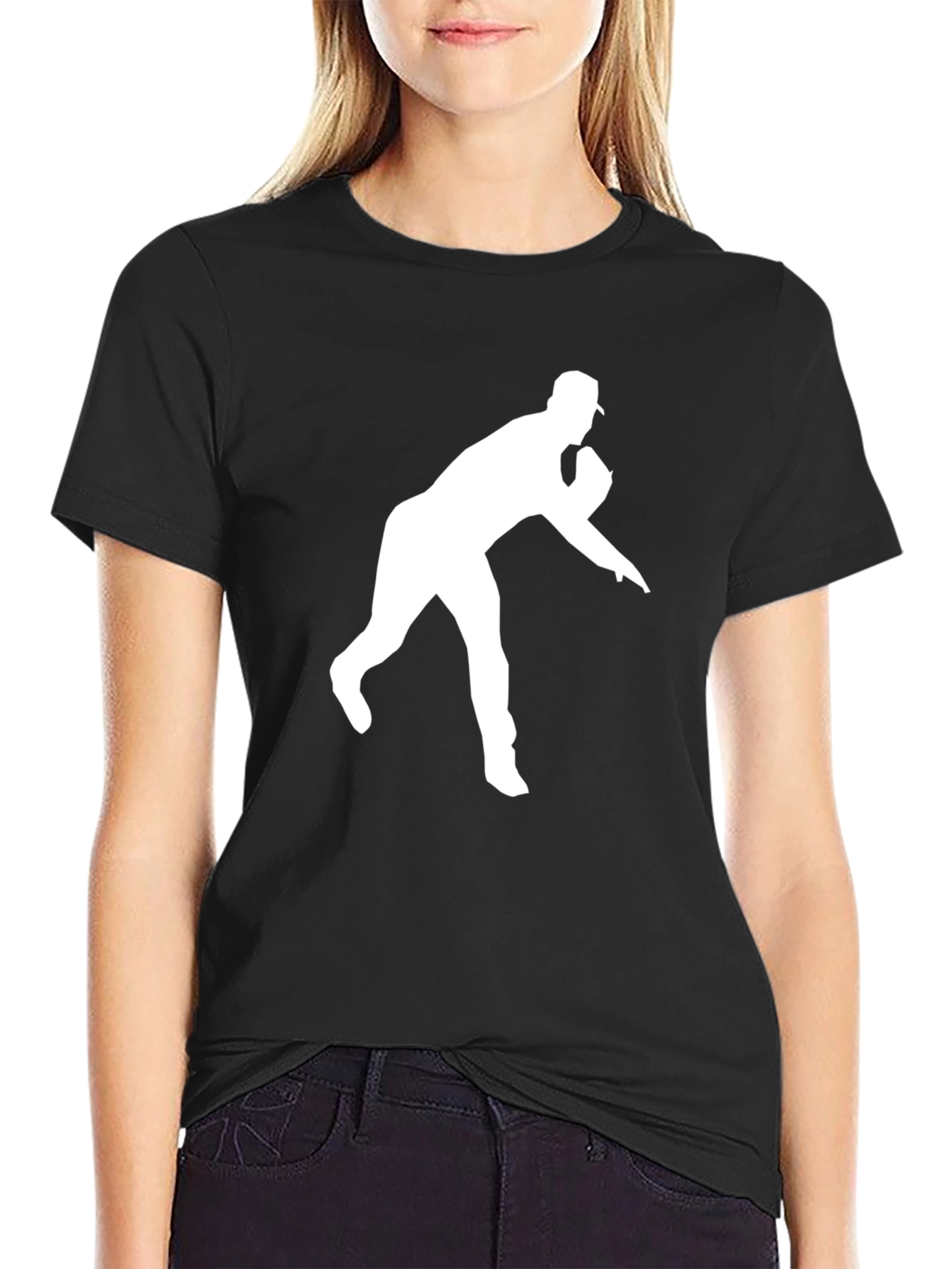 Baseball Pitcher Graphic Tee - Black