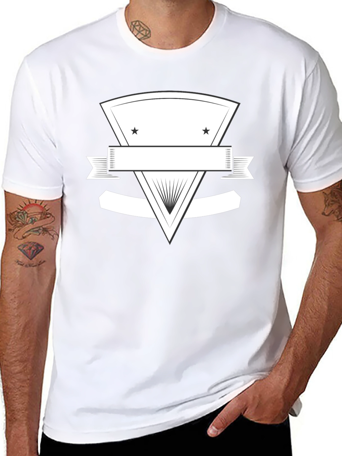 Black Graphic Tee with Customizable Emblem