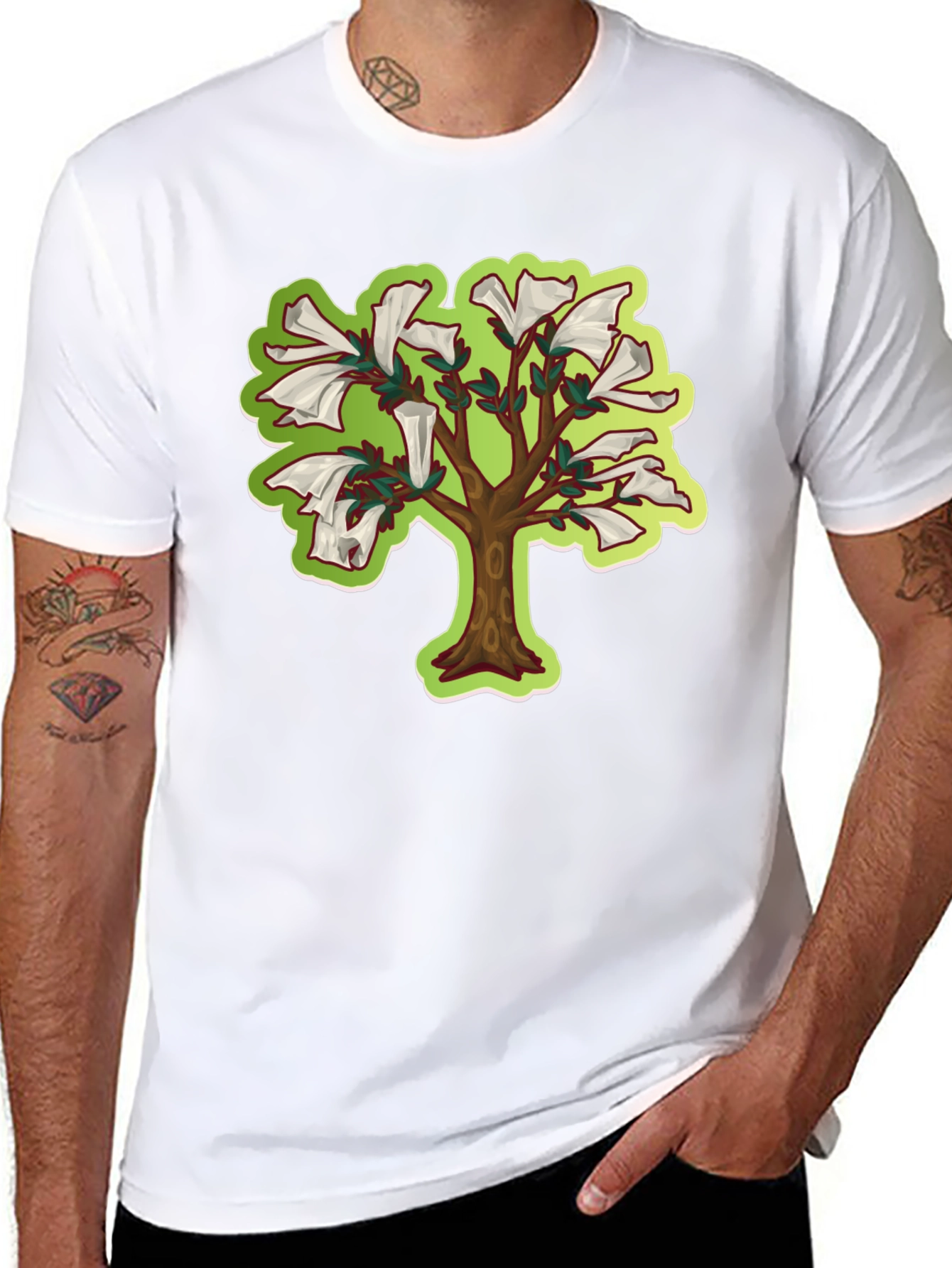 Unique Tree Graphic T-Shirt - Black Cotton Tee