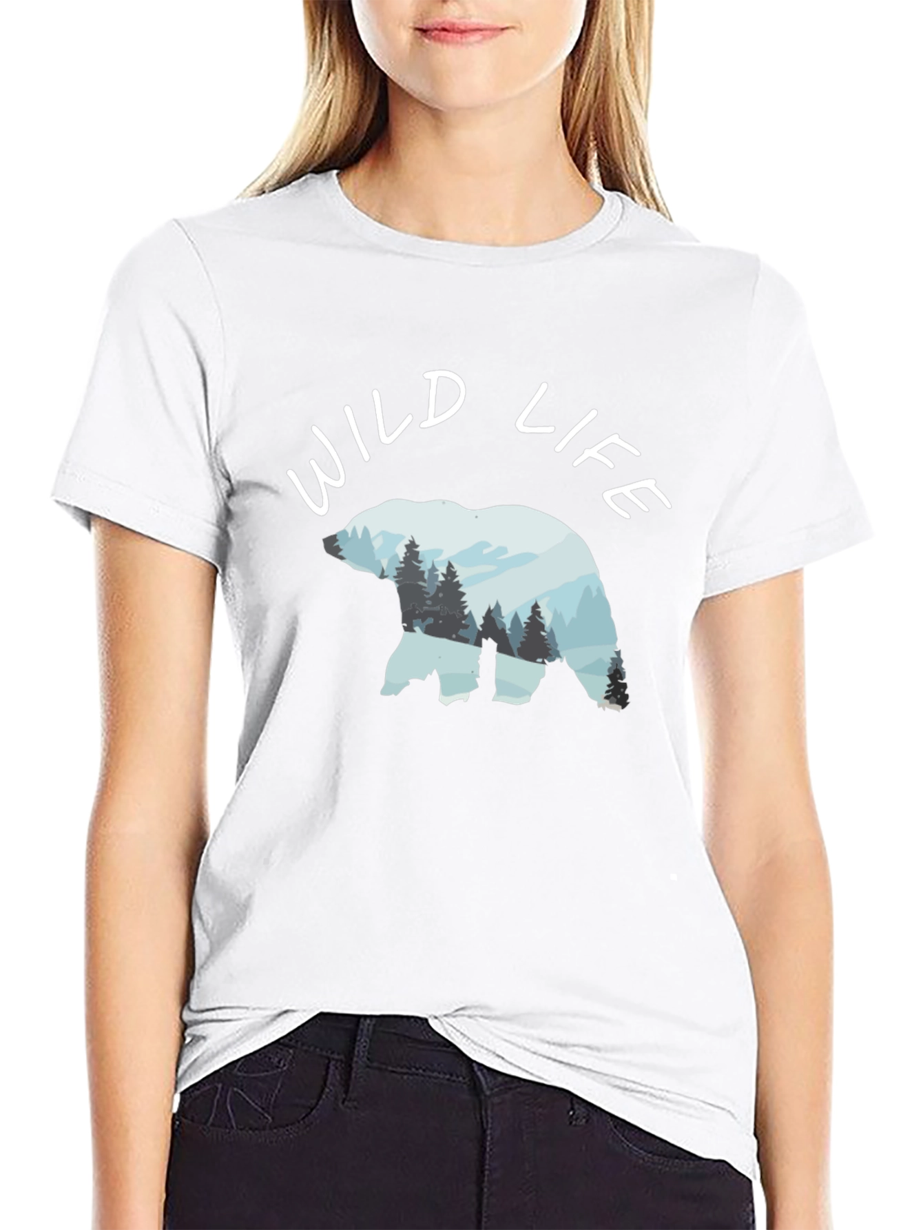 Wildlife Bear Graphic Black T-Shirt