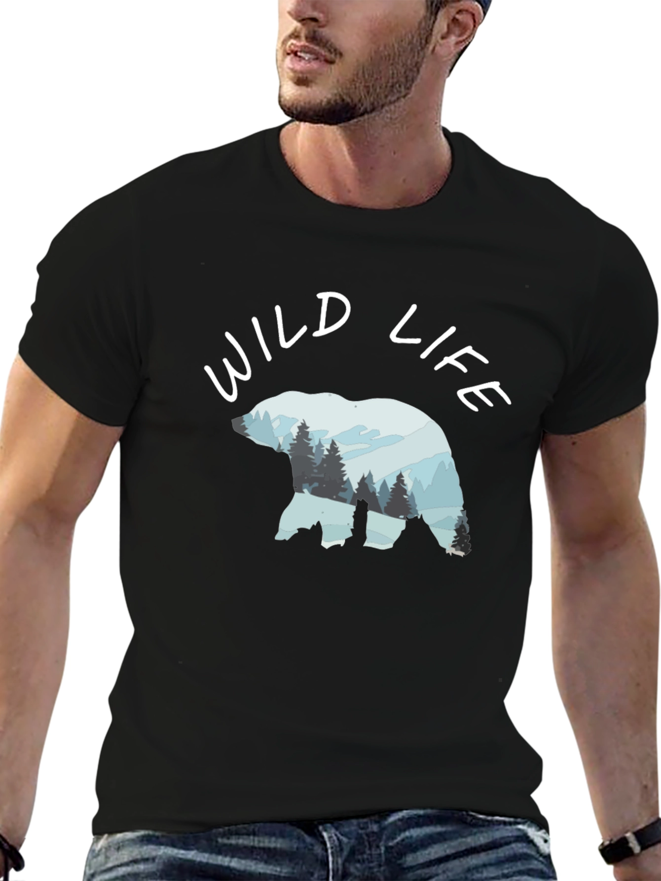 Wildlife Bear Graphic Black T-Shirt