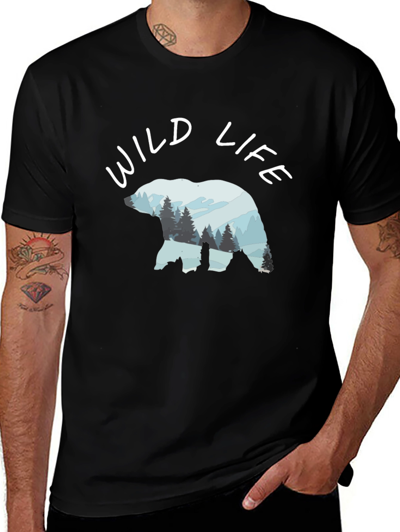 Wildlife Bear Graphic Black T-Shirt