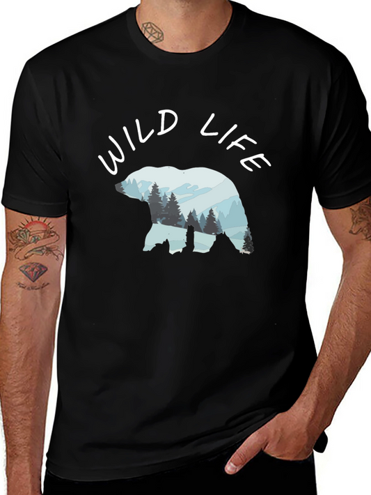 Wildlife Bear Graphic Black T-Shirt