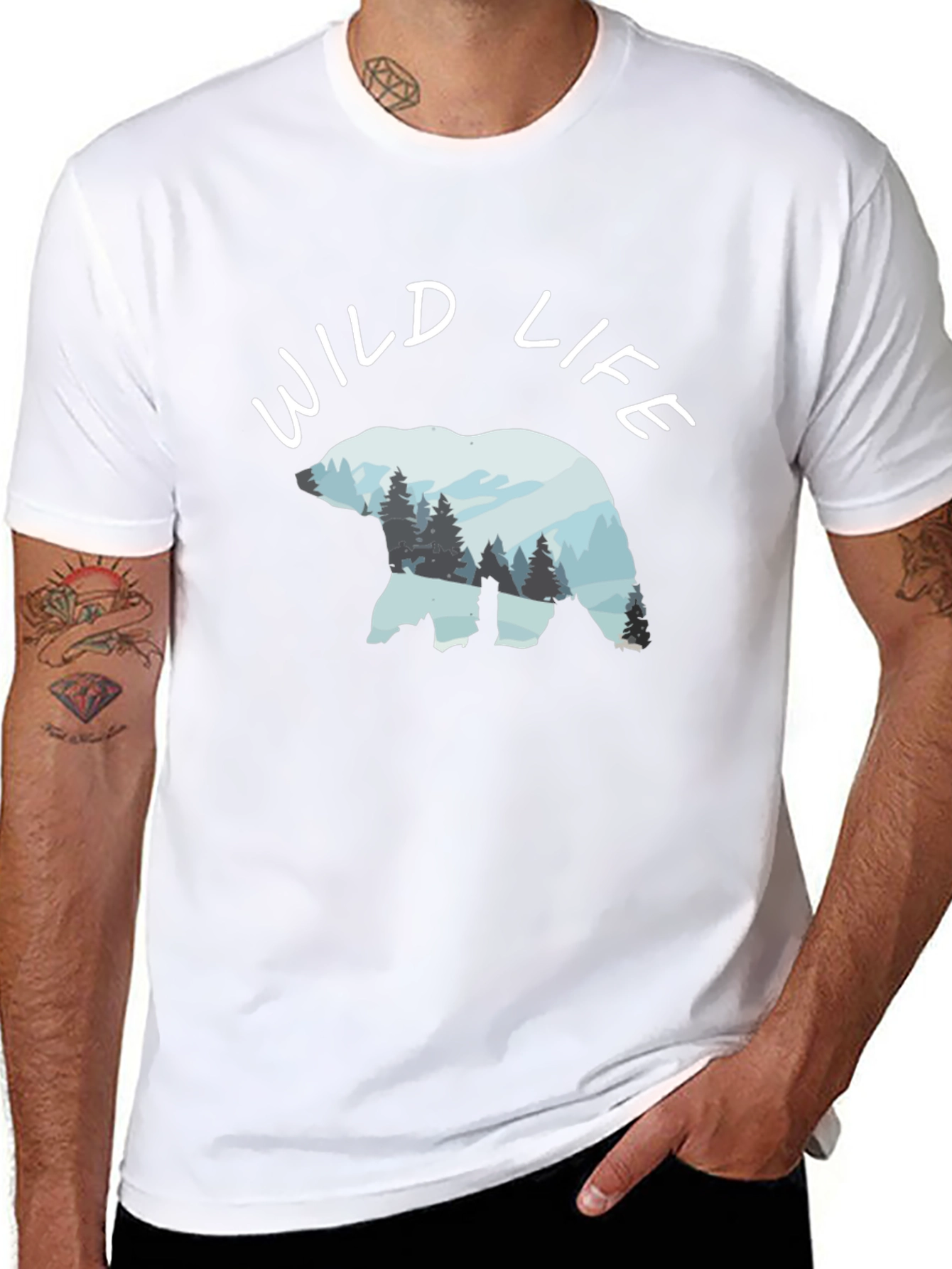Wildlife Bear Graphic Black T-Shirt