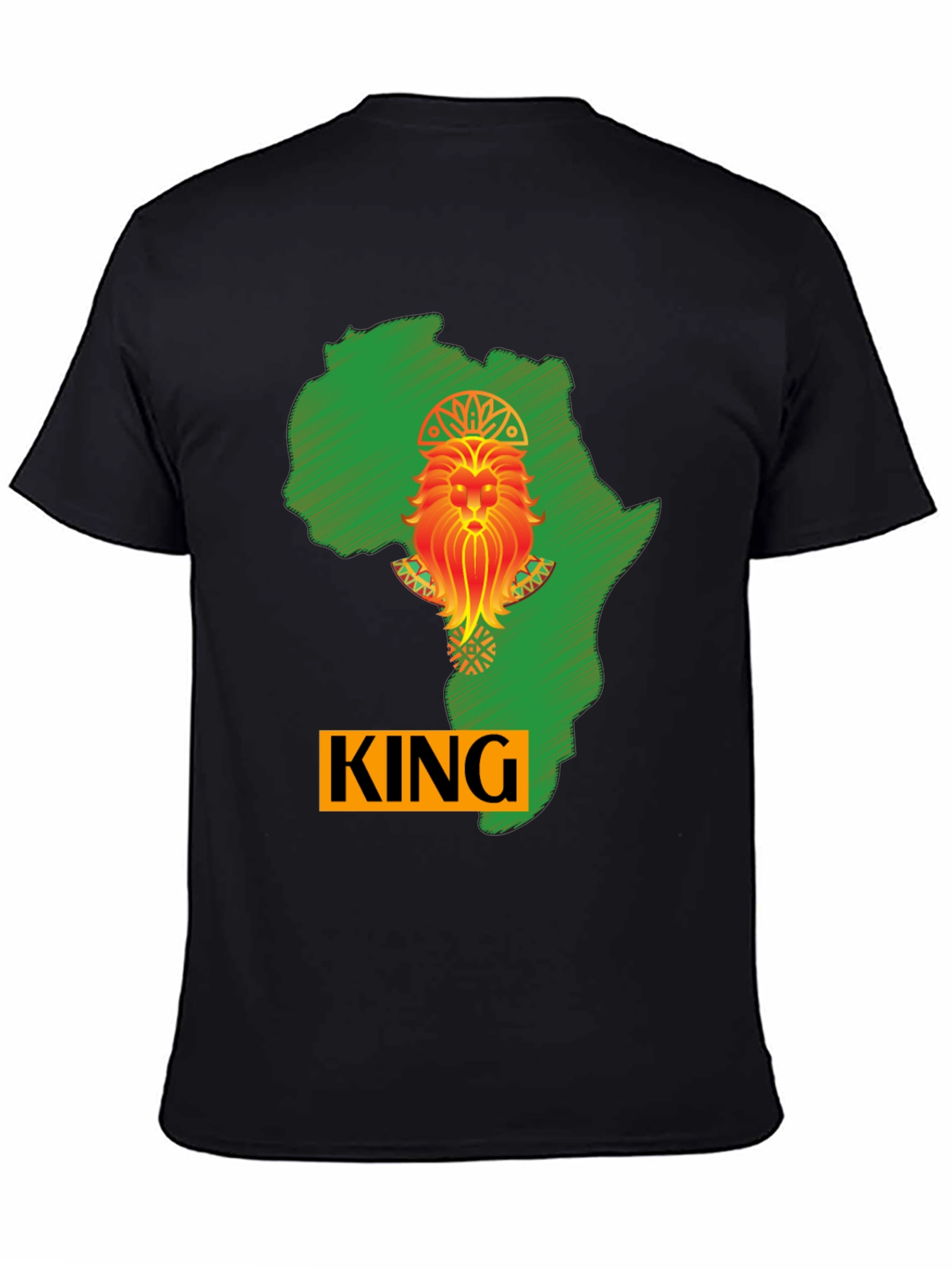 African King Lion Black T-Shirt