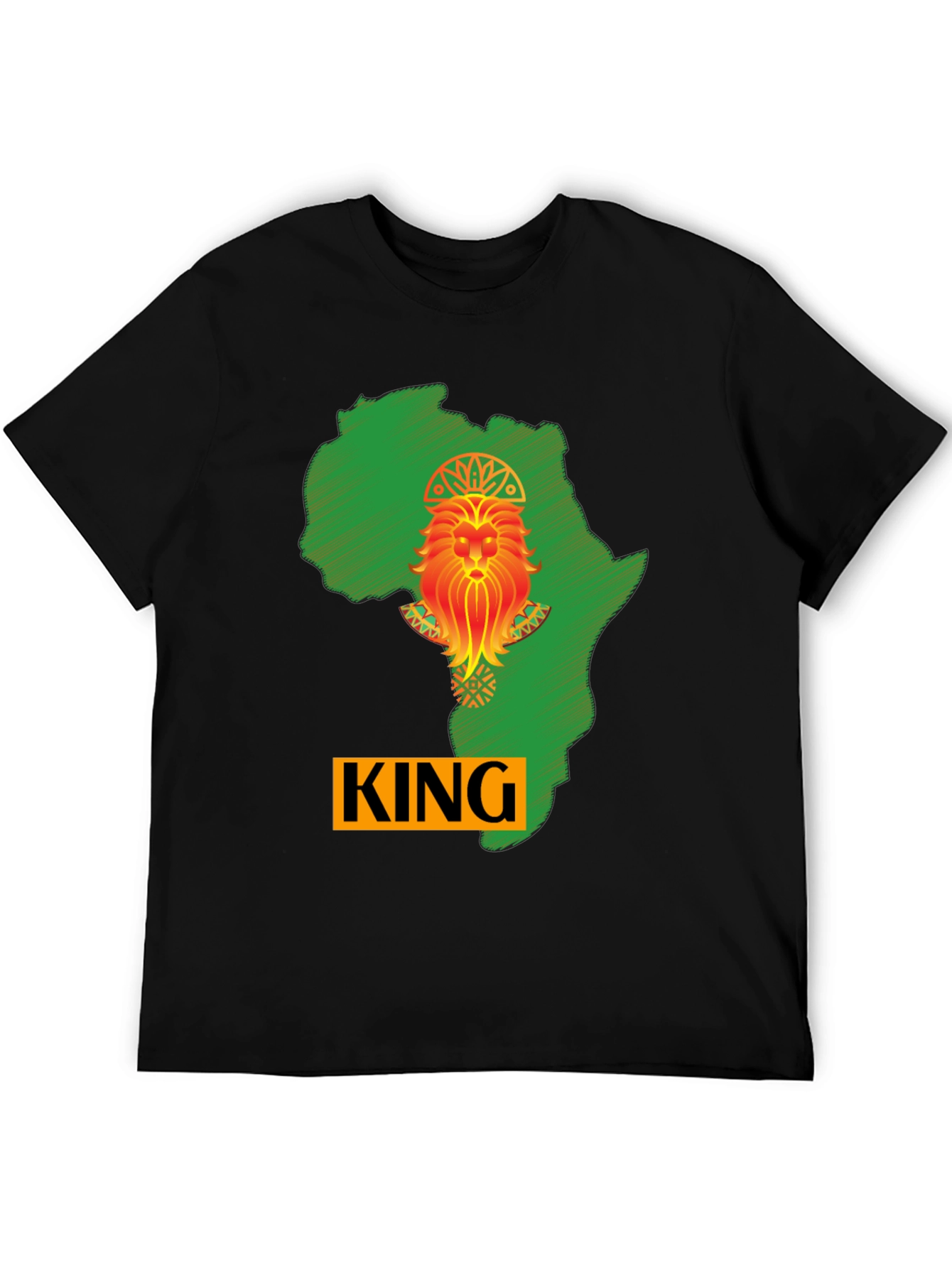 African King Lion Black T-Shirt