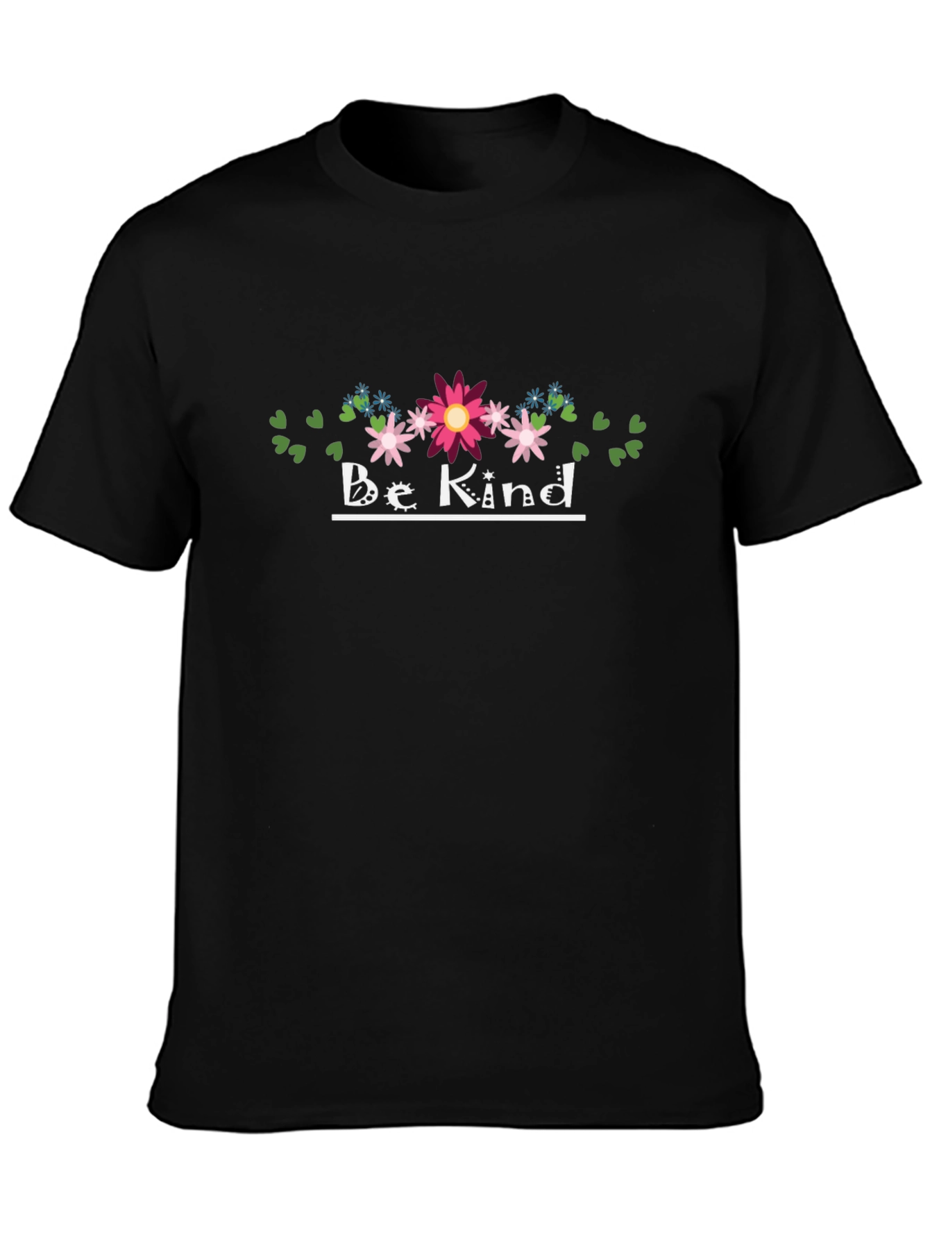 Be Kind Floral Graphic Black T-Shirt