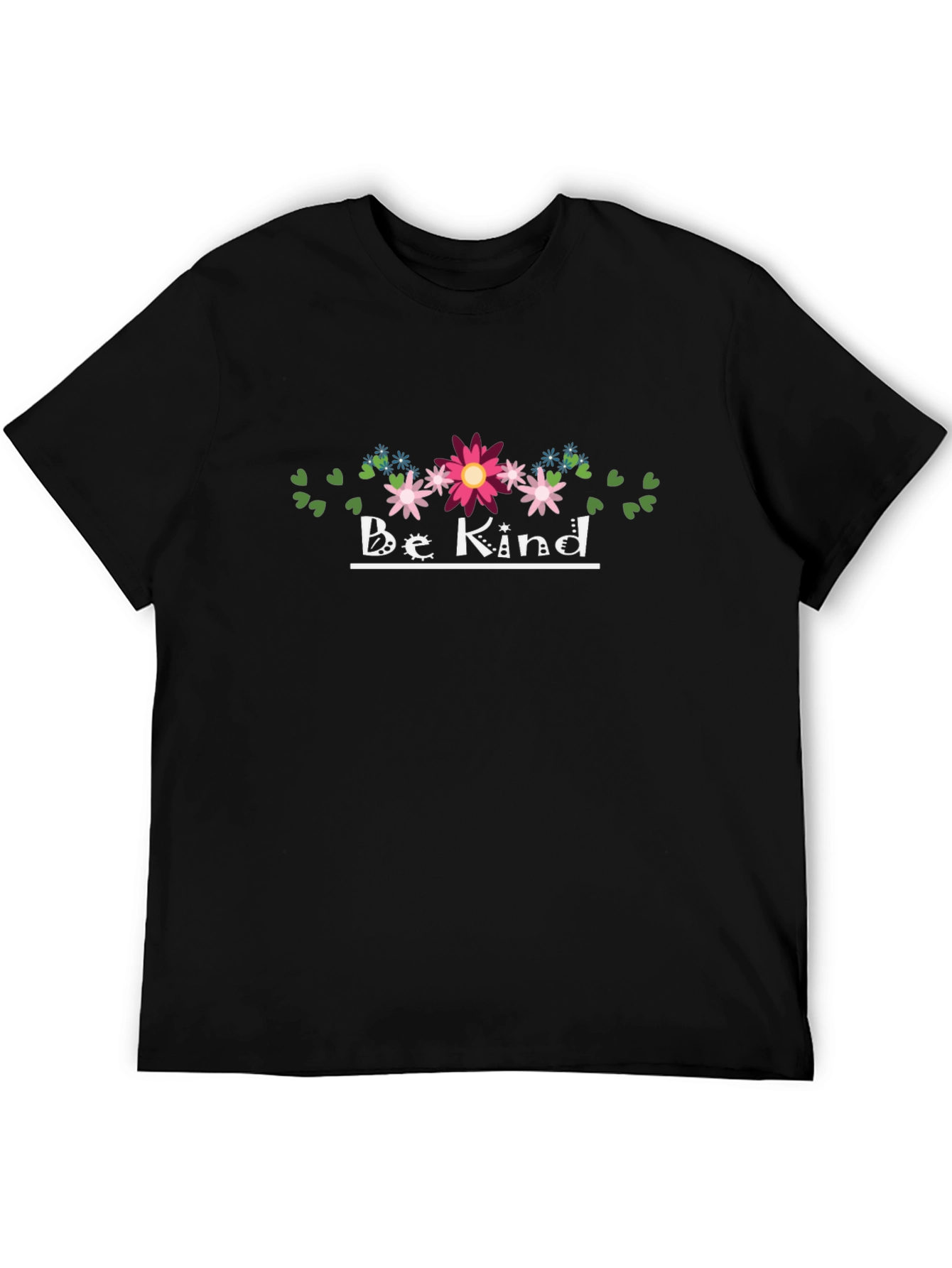 Be Kind Floral Graphic Black T-Shirt