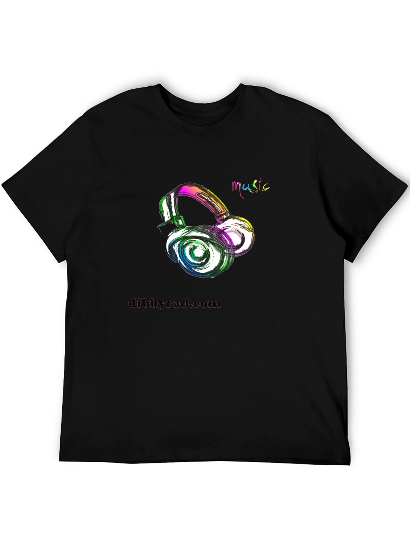 Music Headphone Graphic Black T-Shirt