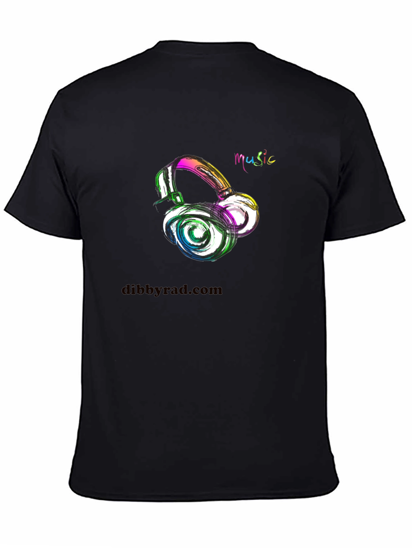 Music Headphone Graphic Black T-Shirt