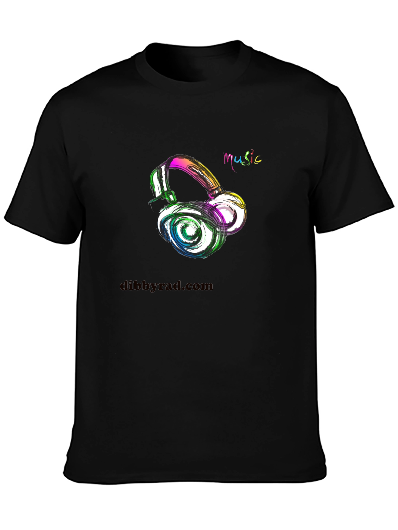 Music Headphone Graphic Black T-Shirt
