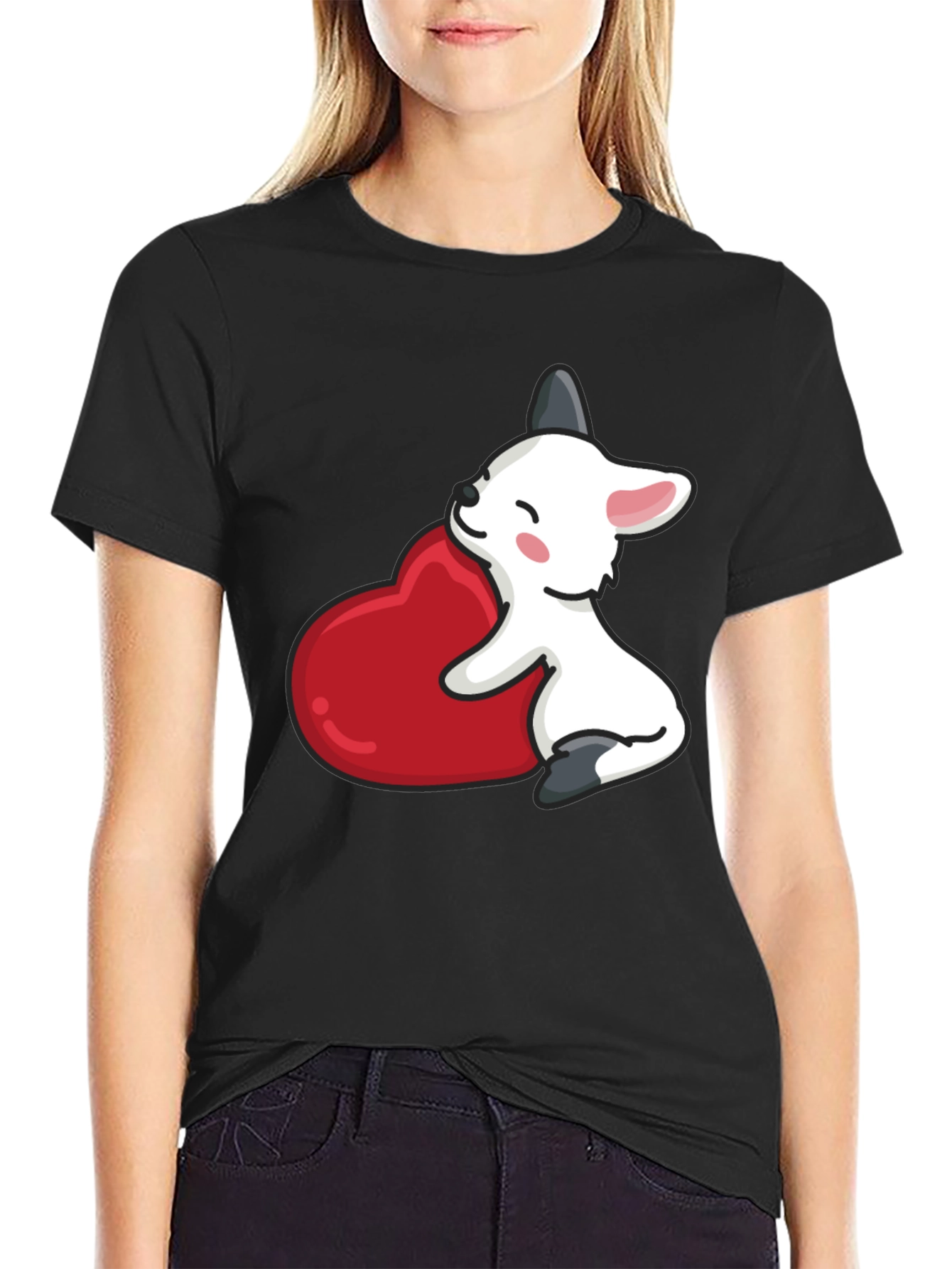 Cute Puppy Heart T-Shirt - Black