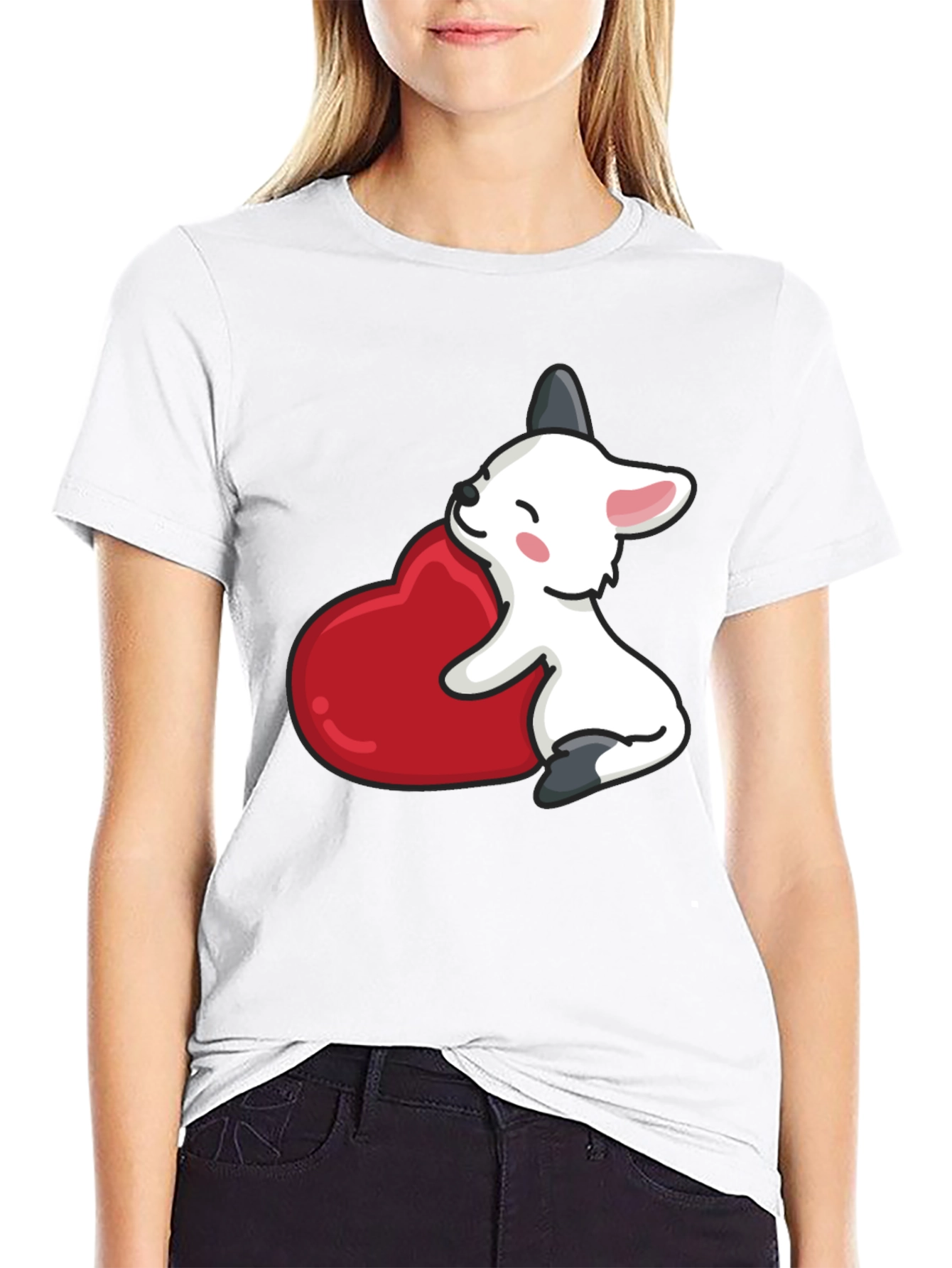 Cute Puppy Heart T-Shirt - Black