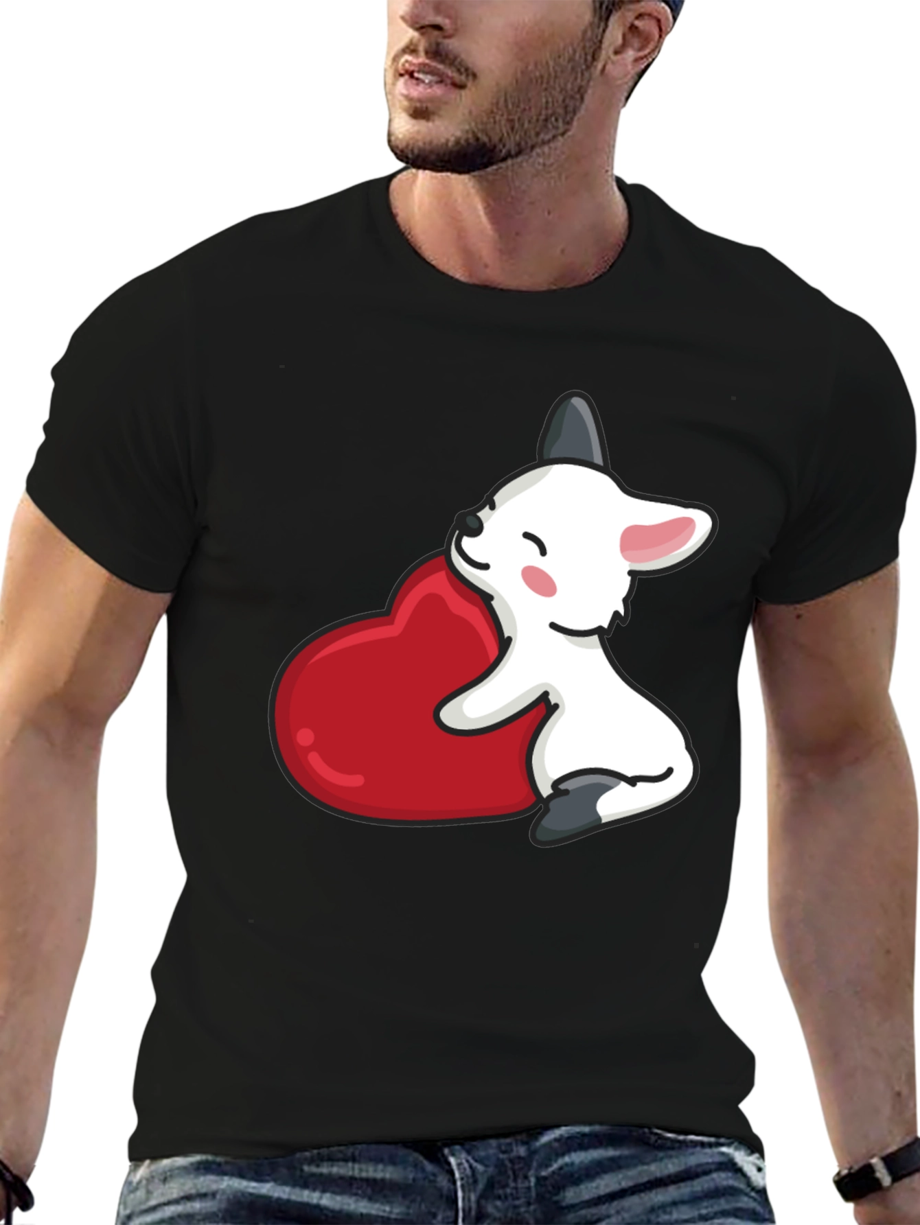 Cute Puppy Heart T-Shirt - Black