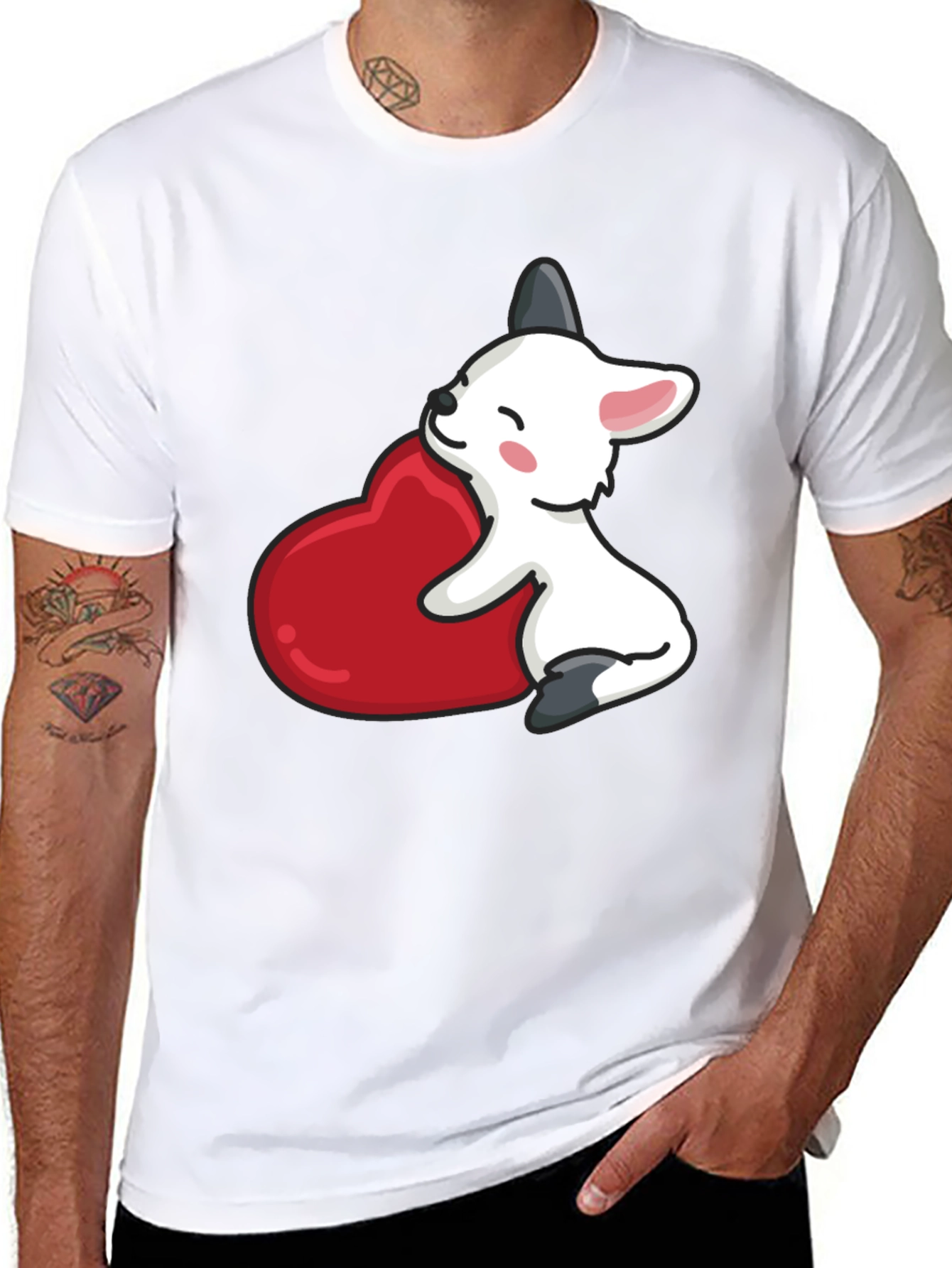 Cute Puppy Heart T-Shirt - Black