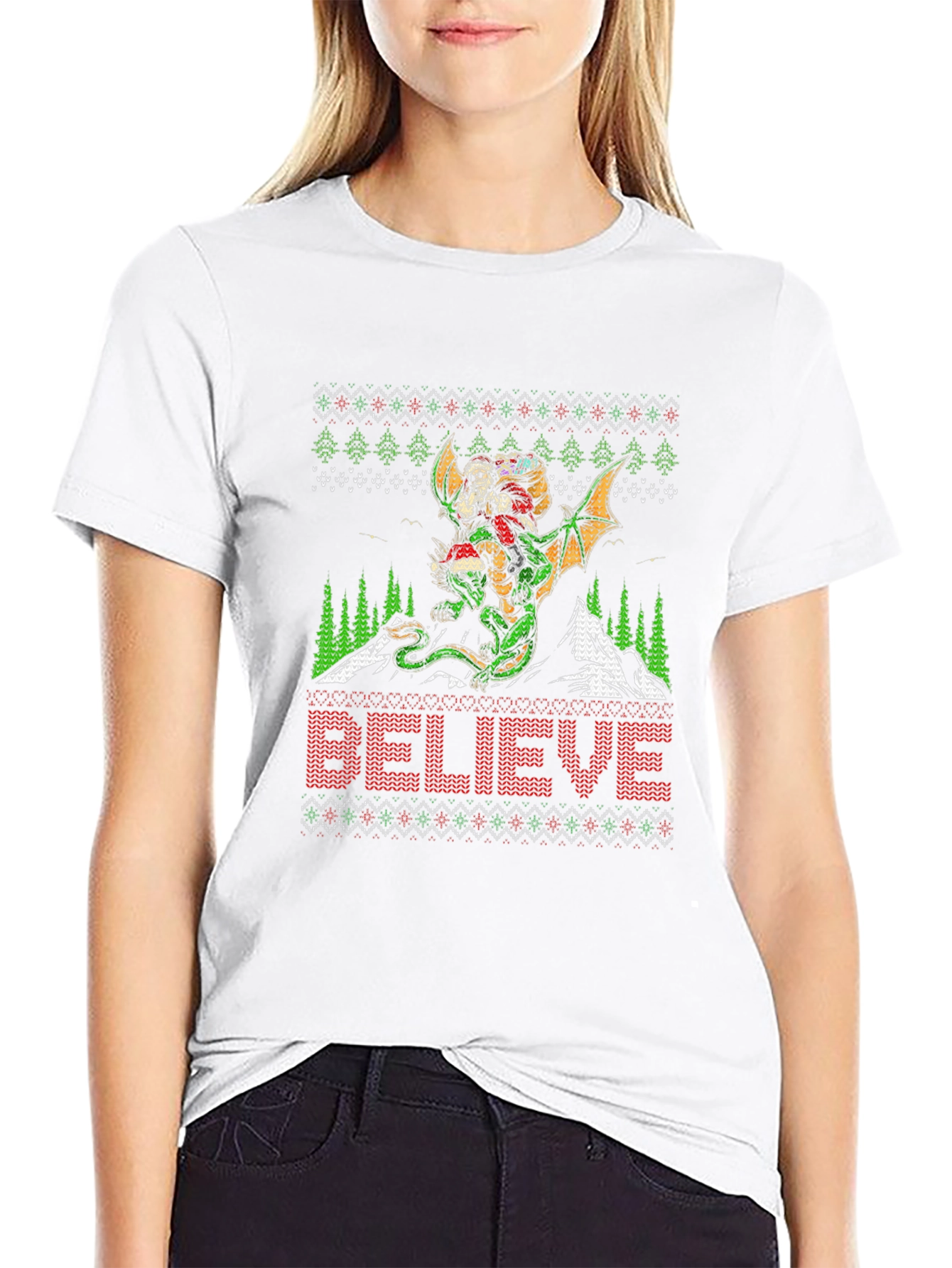 Believe Dragon Christmas Graphic Tee