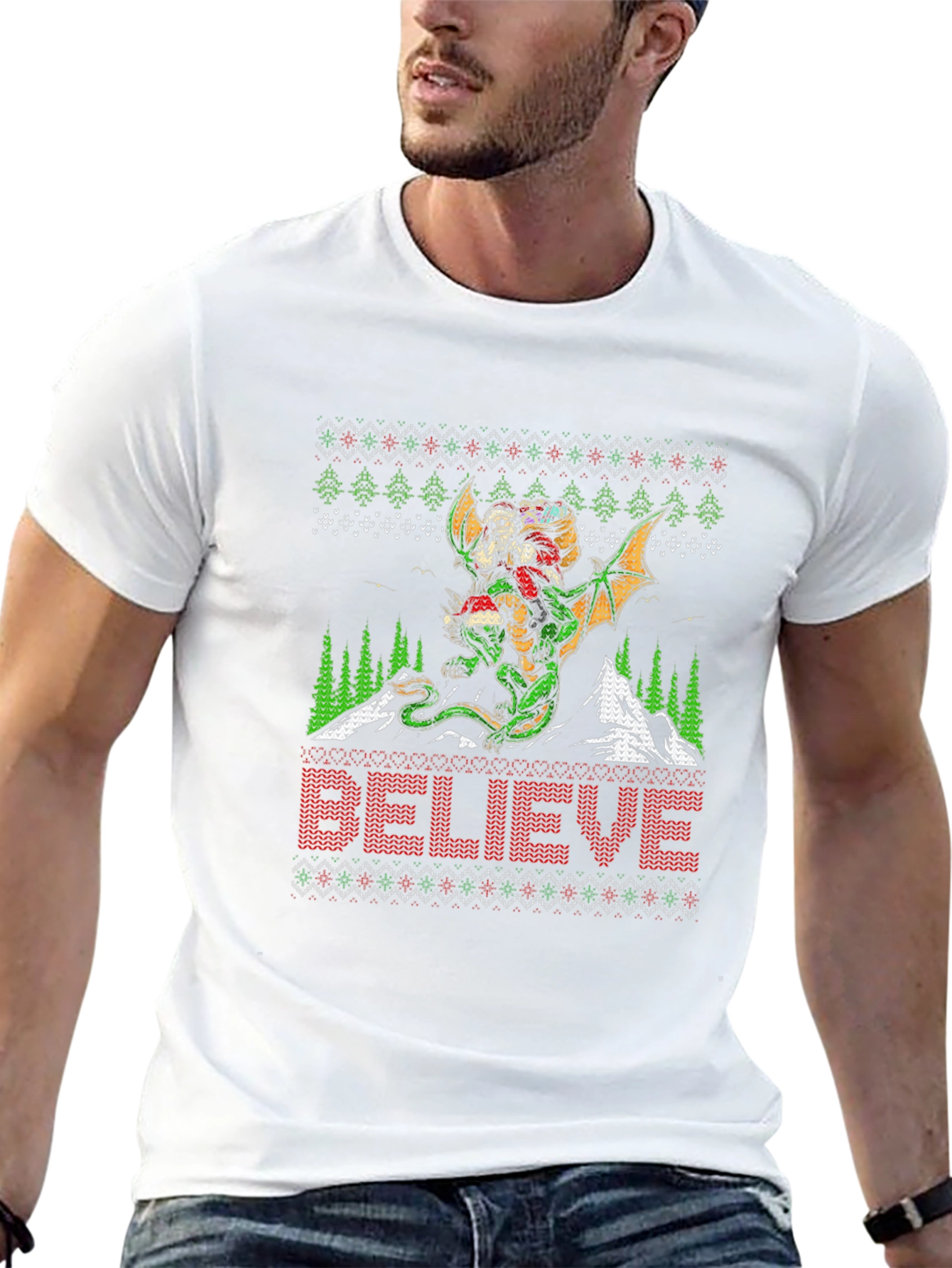 Believe Dragon Christmas Graphic Tee