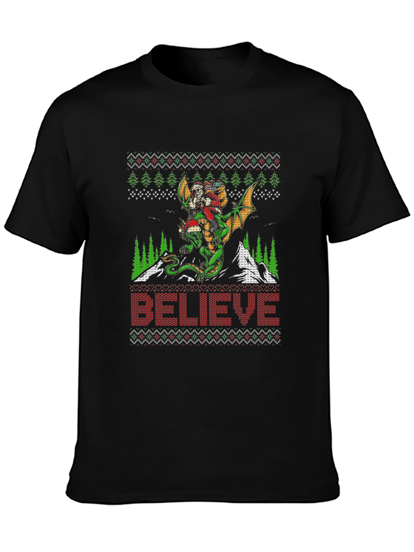 Believe Dragon Christmas Graphic Tee