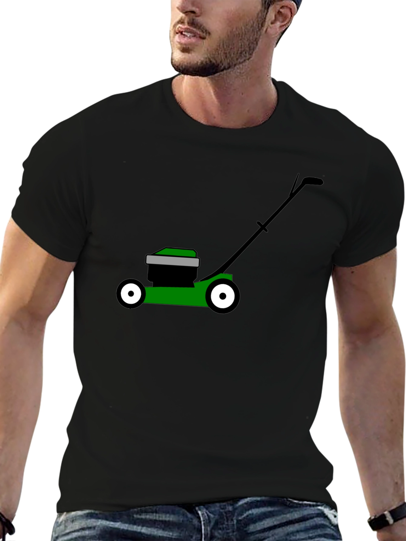 Lawn Mower Graphic Tee - Black Cotton T-Shirt