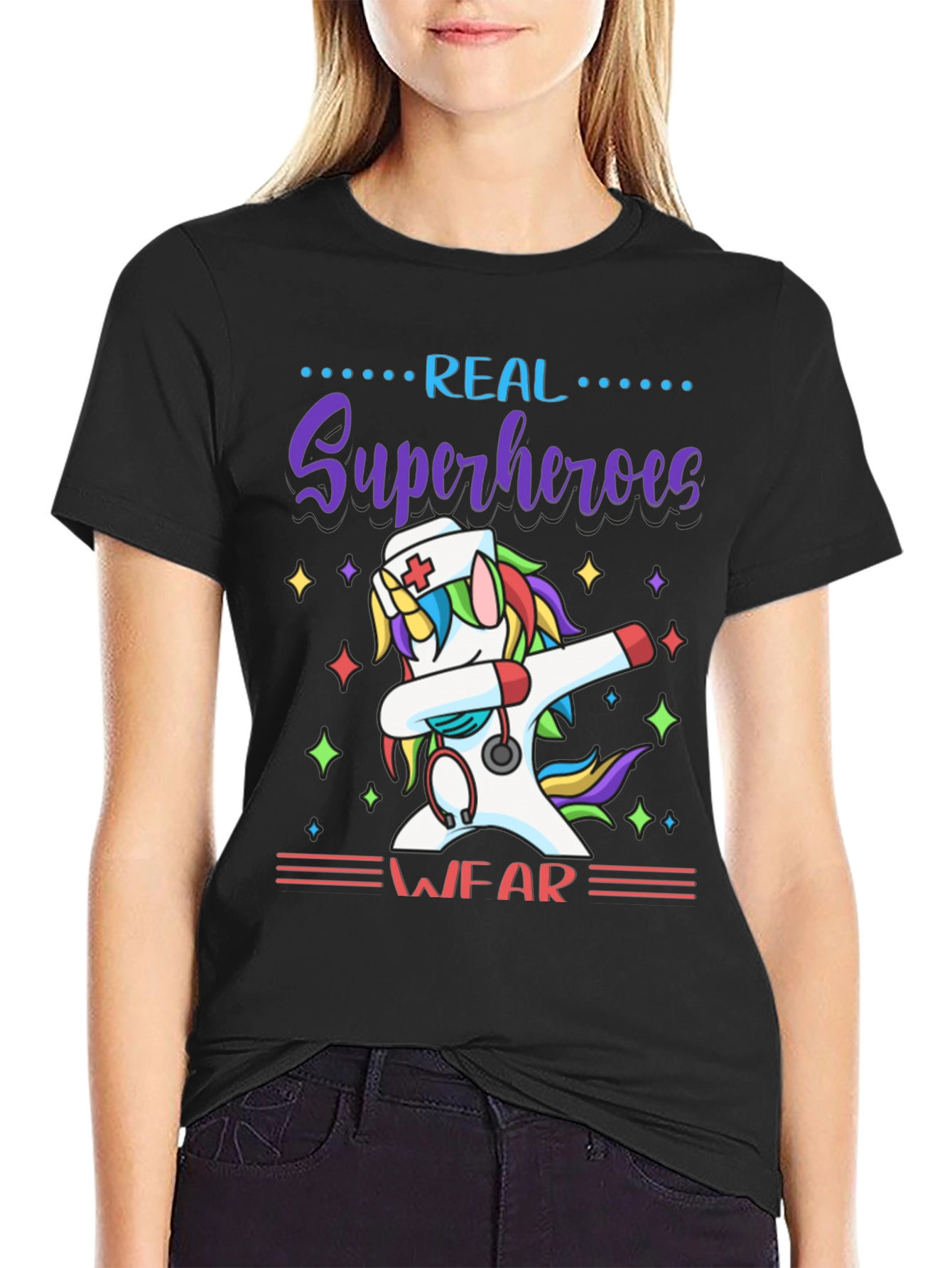 Real Superheroes Wear Unicorn Nurse T-Shirt