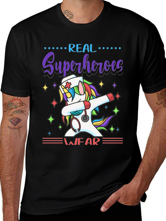 Real Superheroes Wear Unicorn Nurse T-Shirt