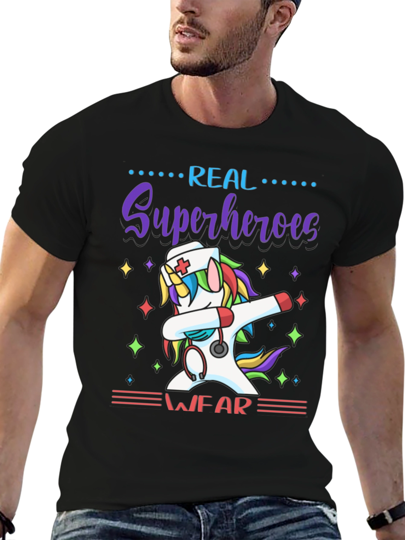 Real Superheroes Wear Unicorn Nurse T-Shirt
