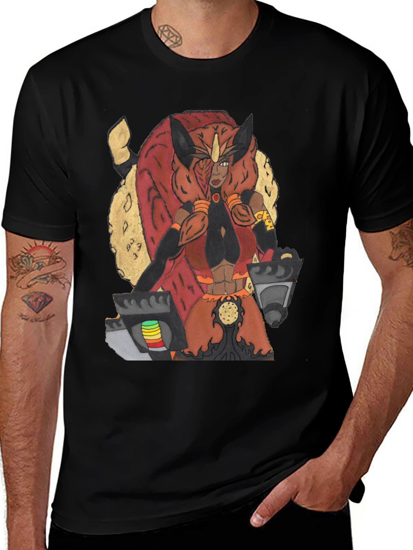 Warrior Character Graphic Print Tee - Black